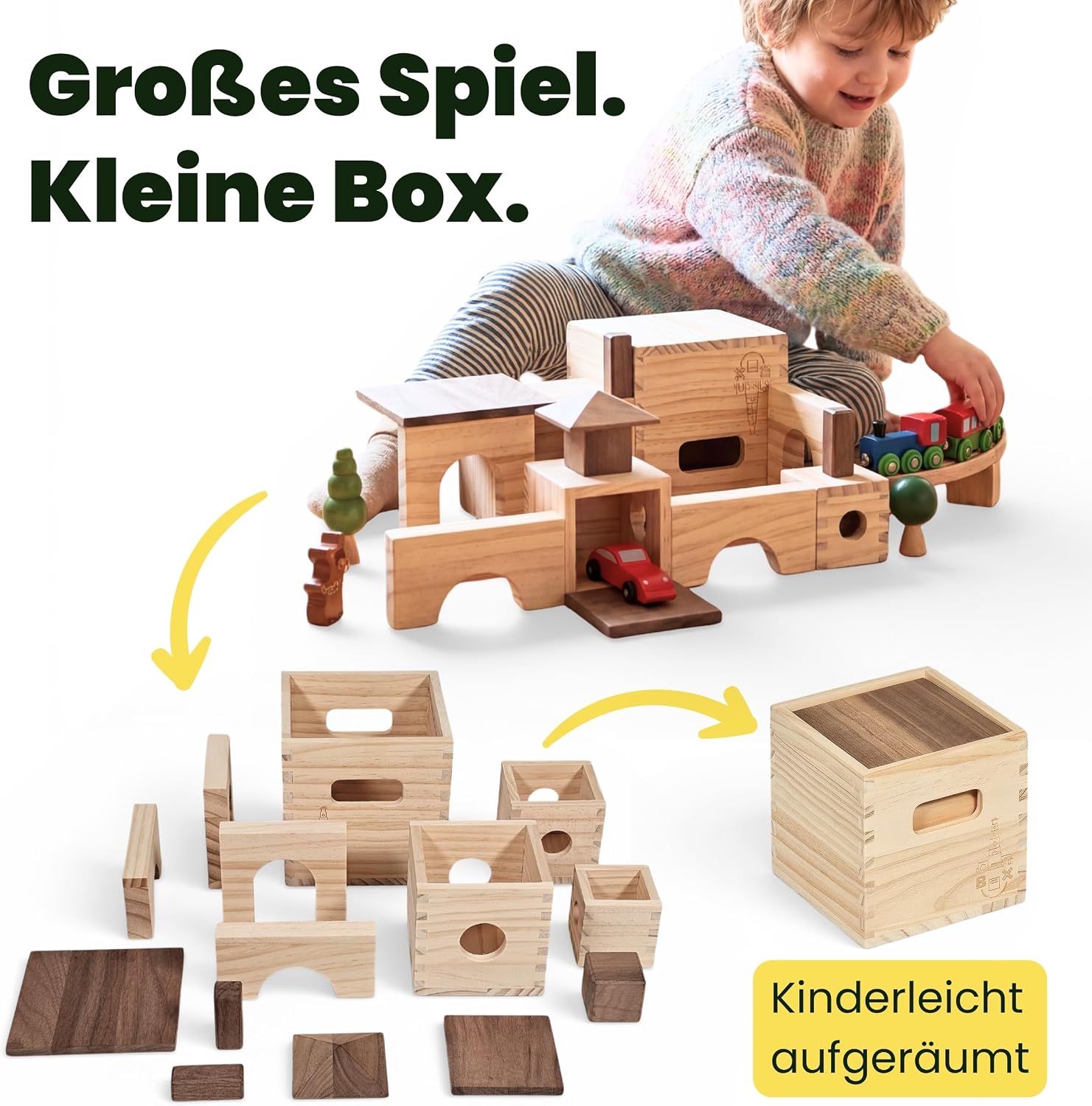 MATZBOX S-Box Montessori Kreativspielzeug aus Holzbausteinen – mitwachsendes Premium Holzspielzeug von 1 bis 7 Jahren – vielseitige Holzklötze & Boxen für freies Spielen – nachhaltiges Geschenk – Bild 2