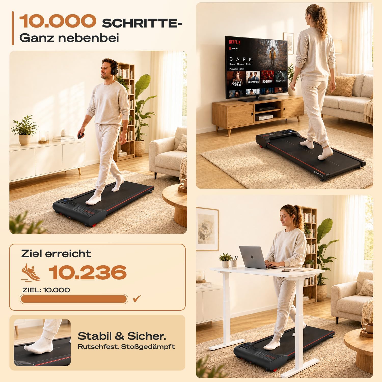 Sportstech Walking Pad klein mit Steigung, Laufband für Zuhause bis 150 kg – Bild 11