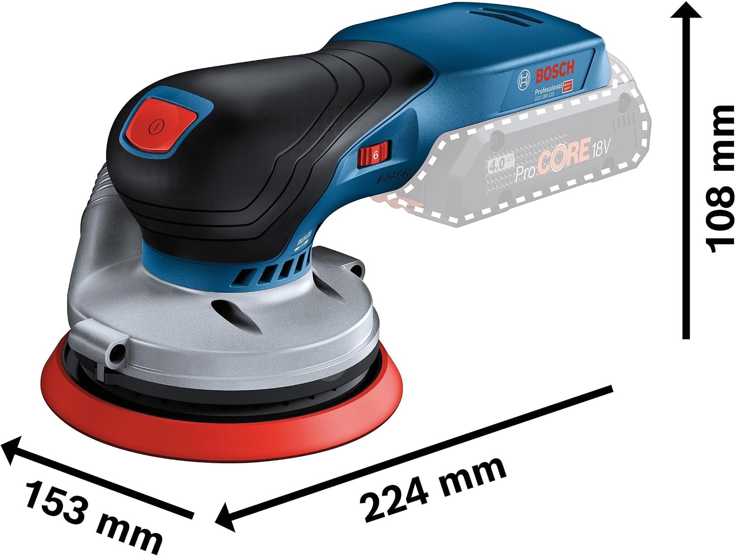Bosch Professional 18V System Akku Exzenterschleifer GEX 18V-125 (inkl. Schleifteller (125mm), 1x Schleifpapier, Staubbeutel, L-BOXX, ohne Akku/Ladegerät) – Bild 7