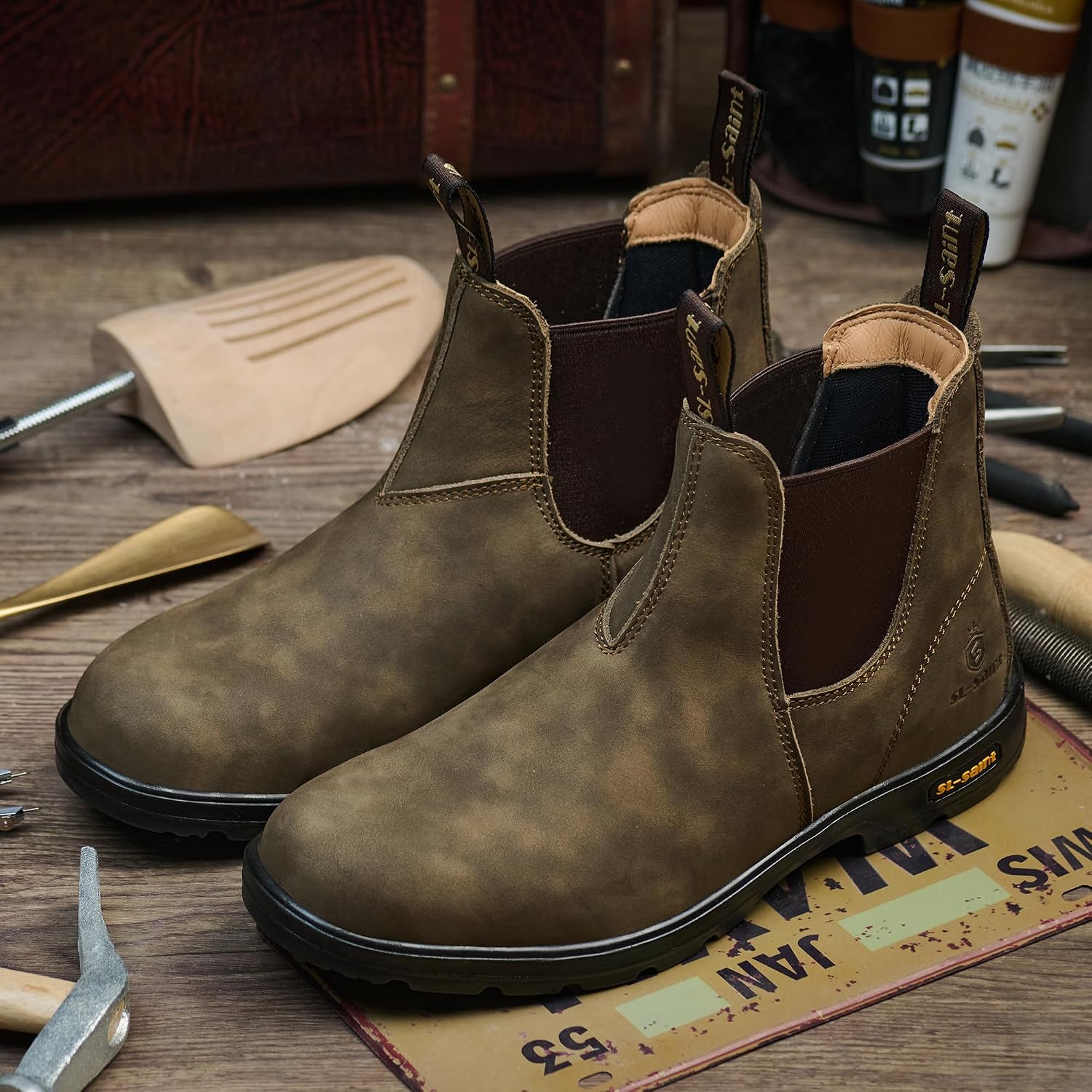 Herren Classic Chelsea Boots Knöchelmodische Slipper Aus Vollnarbenleder Lässig und Leicht – Bild 6