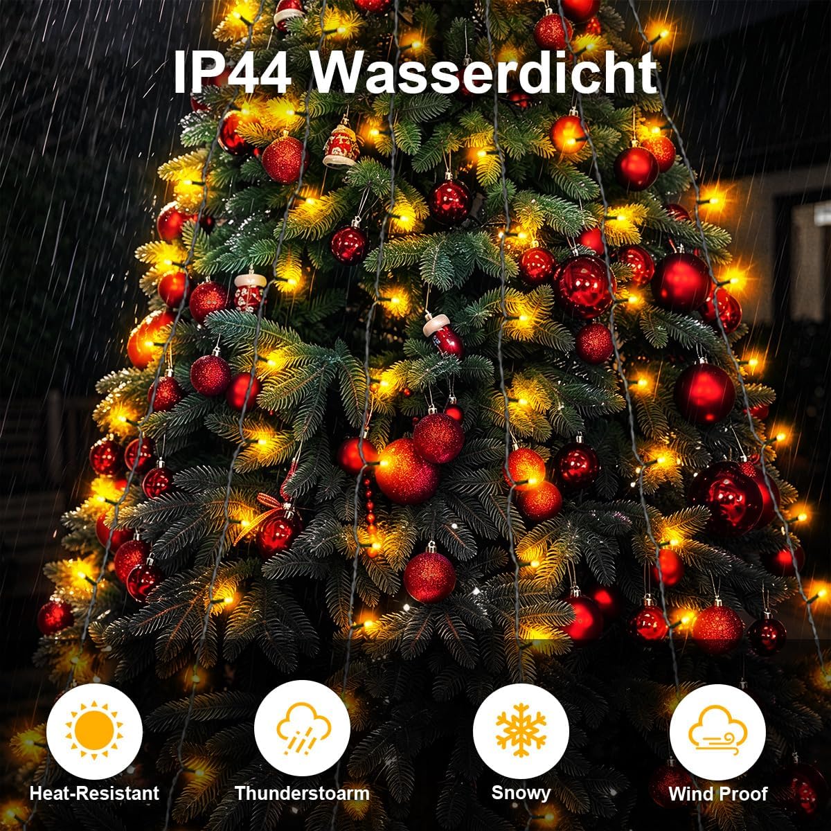 Lichterkette Weihnachtsbaum, 2m Christbaumbeleuchtung mit Ring 12 Stränge – Bild 5