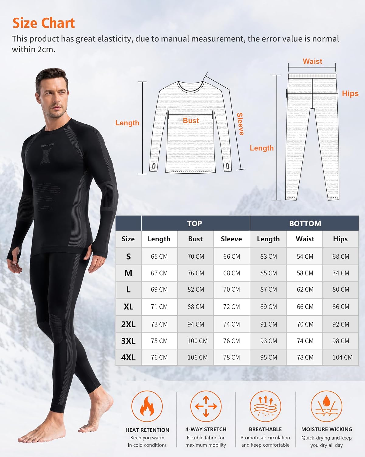 Thermounterwäsche Herren Skiunterwäsche Funktionsunterwäsche Thermowäsche – Bild 7