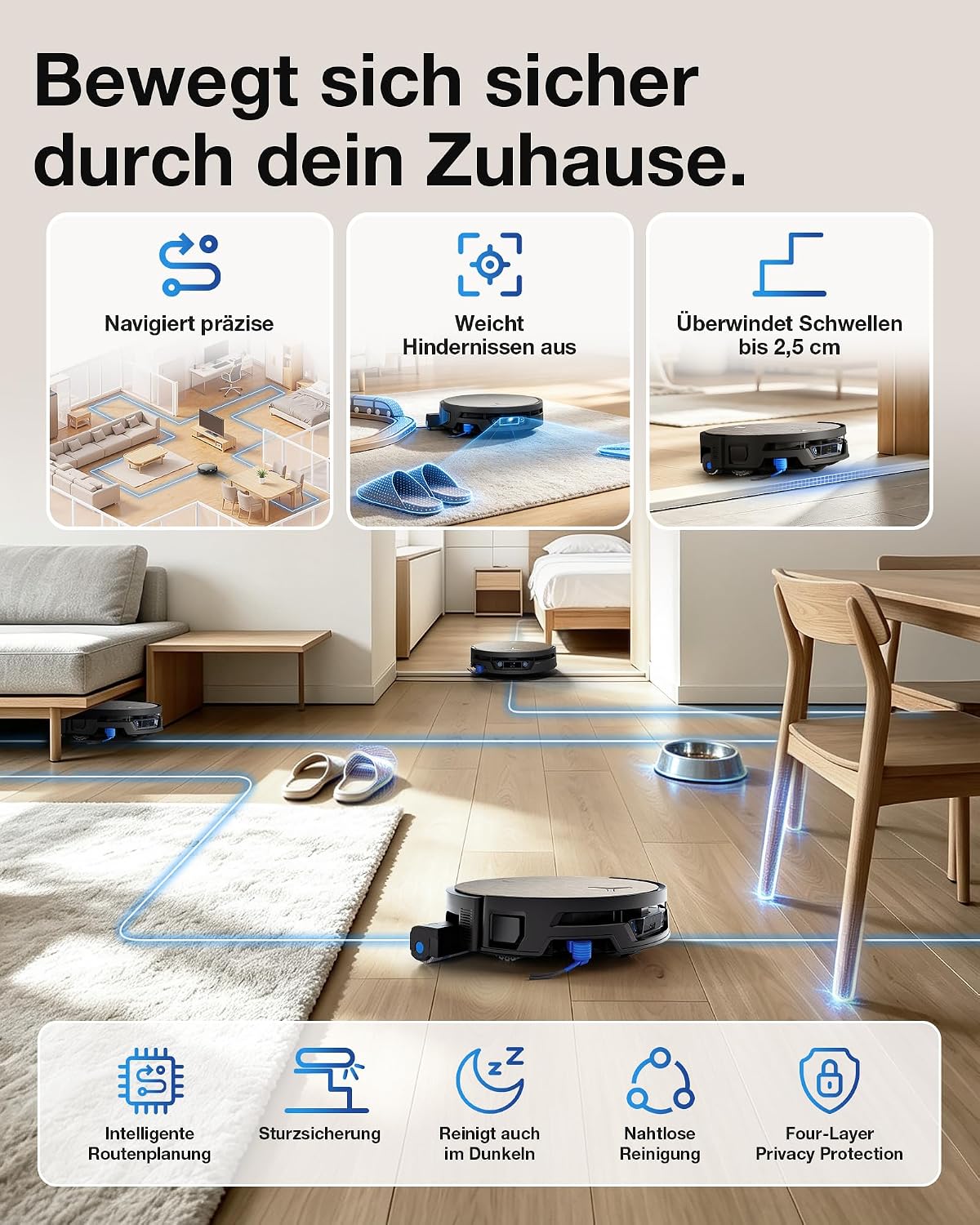 ECOVACS X12S OMNICYCLONE Saugroboter mit Wischfunktion, OZMO ROLLER 3.0 – Bild 9