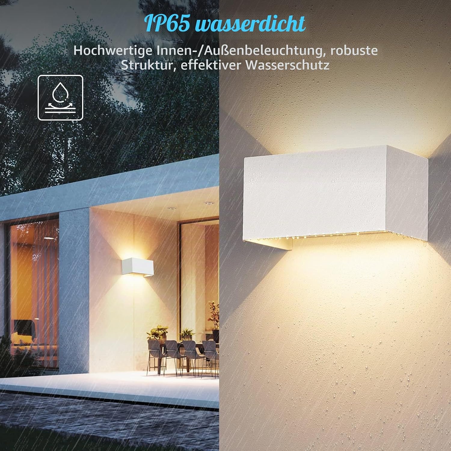 24W LED Wandleuchten Innen/Außen Weiß,IP65, 4 Stück – Bild 3