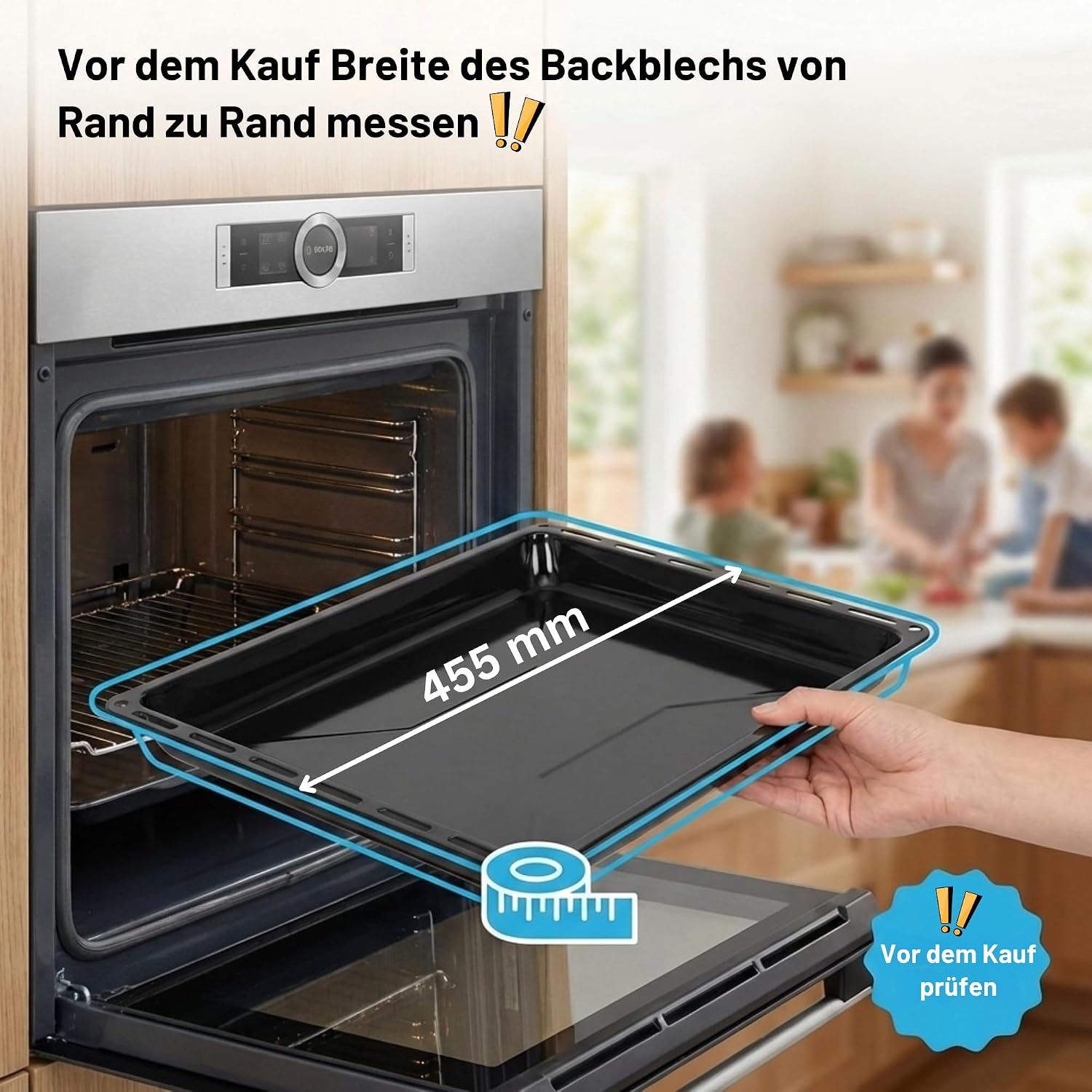 ICQN Backblech Set 455 × 375 × 30 mm, Kompatibel mit Bosch, Siemens, Constructa & Neff, Emaillierte Backbleche für Backofen & Herd – Bild 3
