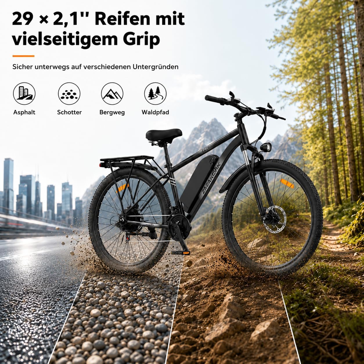 E-Bike Mountainbike CF29, Weißgrün 48V15AH Akku – Bild 9