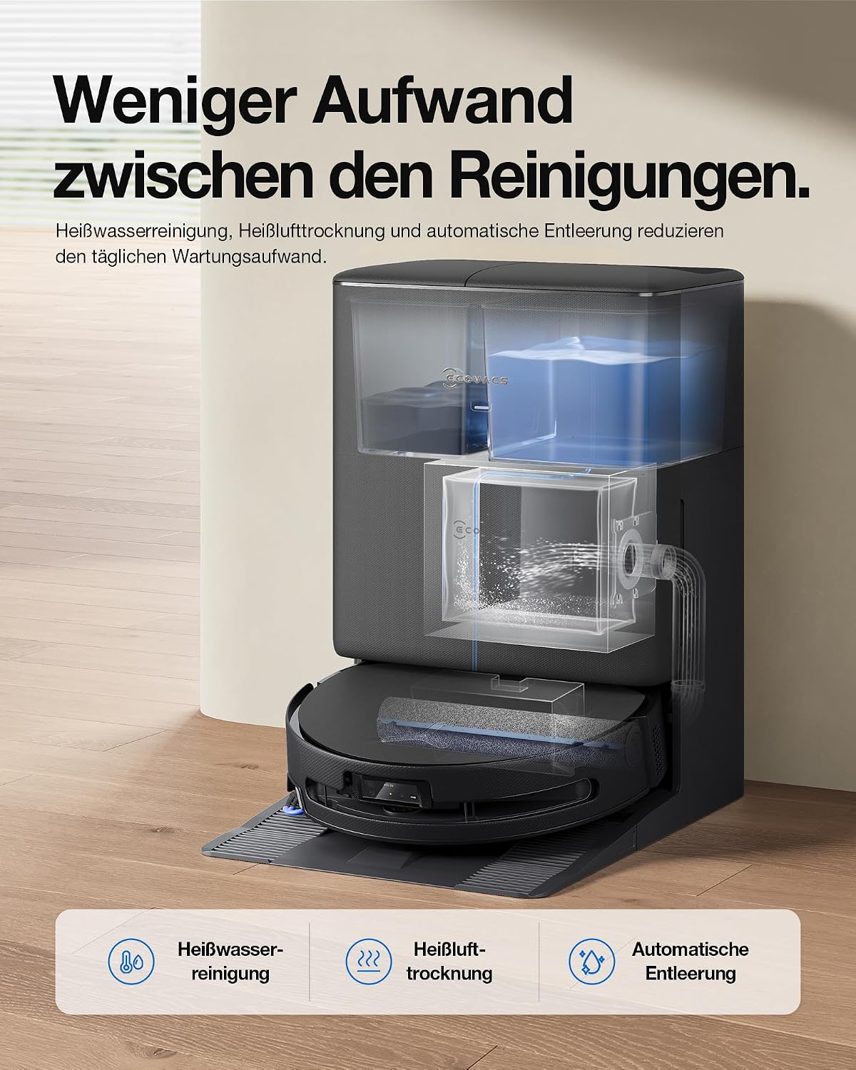 ECOVACS Saugroboter mit Wischfunktion T90 PRO OMNI Care Kit, 30.000 Pa – Bild 7