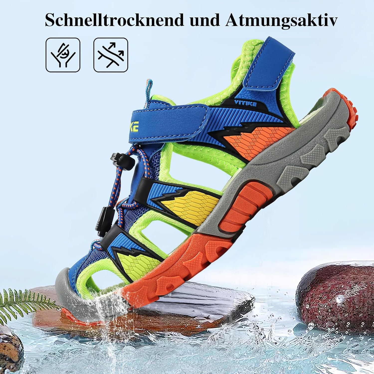 JMFCHI Kinder Sandalen Jungen Mädchen Geschlossene Trekkingsandalen – Bild 3