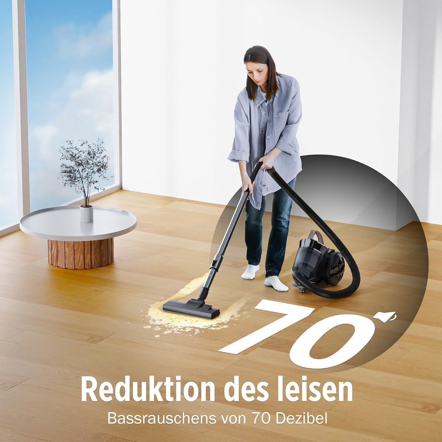 OYLCDI Beutelloser Bostaubsauger ohne Beutel,1600W Staubsauger|70dB|Bodenstaubsauger|HEPA Filter Bodendüse für Parkett,Teppich,Fliesen,leistungsstarker Staubsauger mit 5m Kabel=13m Aktionsradius 2,2L – Bild 6
