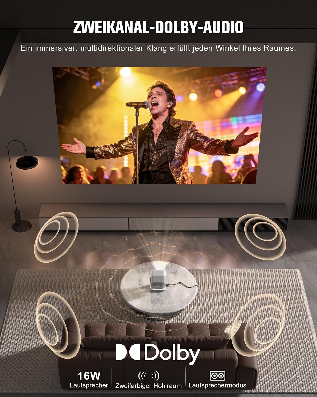 Beamer 4K Google TV 4000ANSI Dolby Audio FHD 1080P Outdoor Beamer Smart – Bild 7