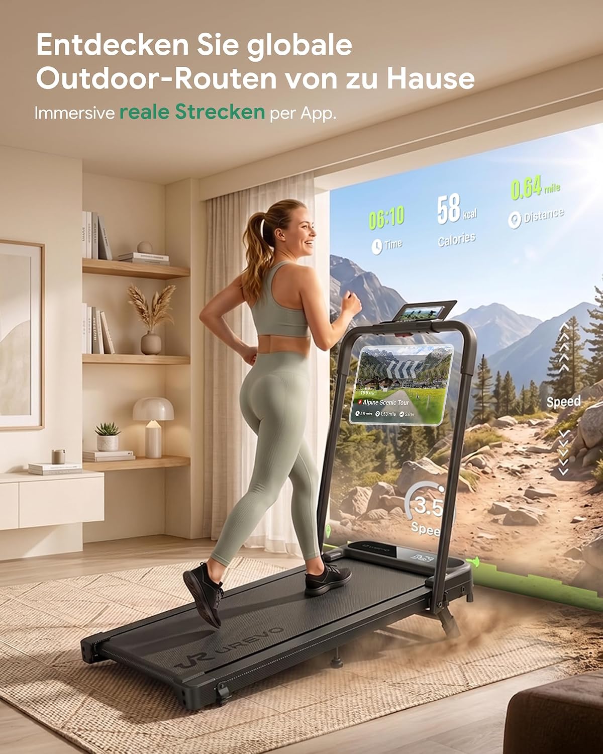 UREVO 2-in-1 Walking Pad, klappbares Laufband mit App für Zuhause – Bild 5
