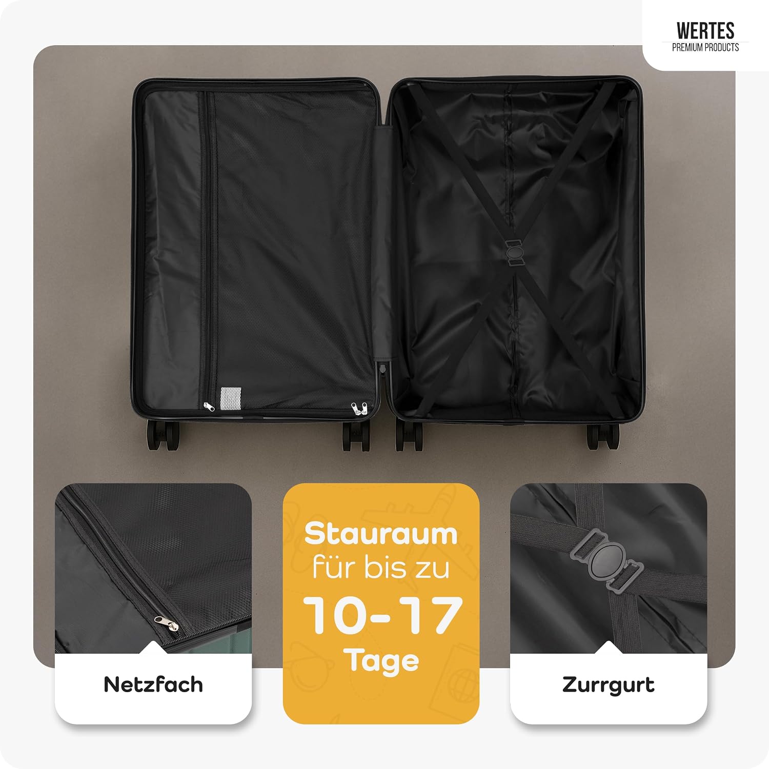 Koffer Groß 77cm - 100L - TSA Schloss Hartschalen Koffer mit Doppelrollen, Reisekoffer, Trolleys, Reisekoffer mit Rollen – Bild 5