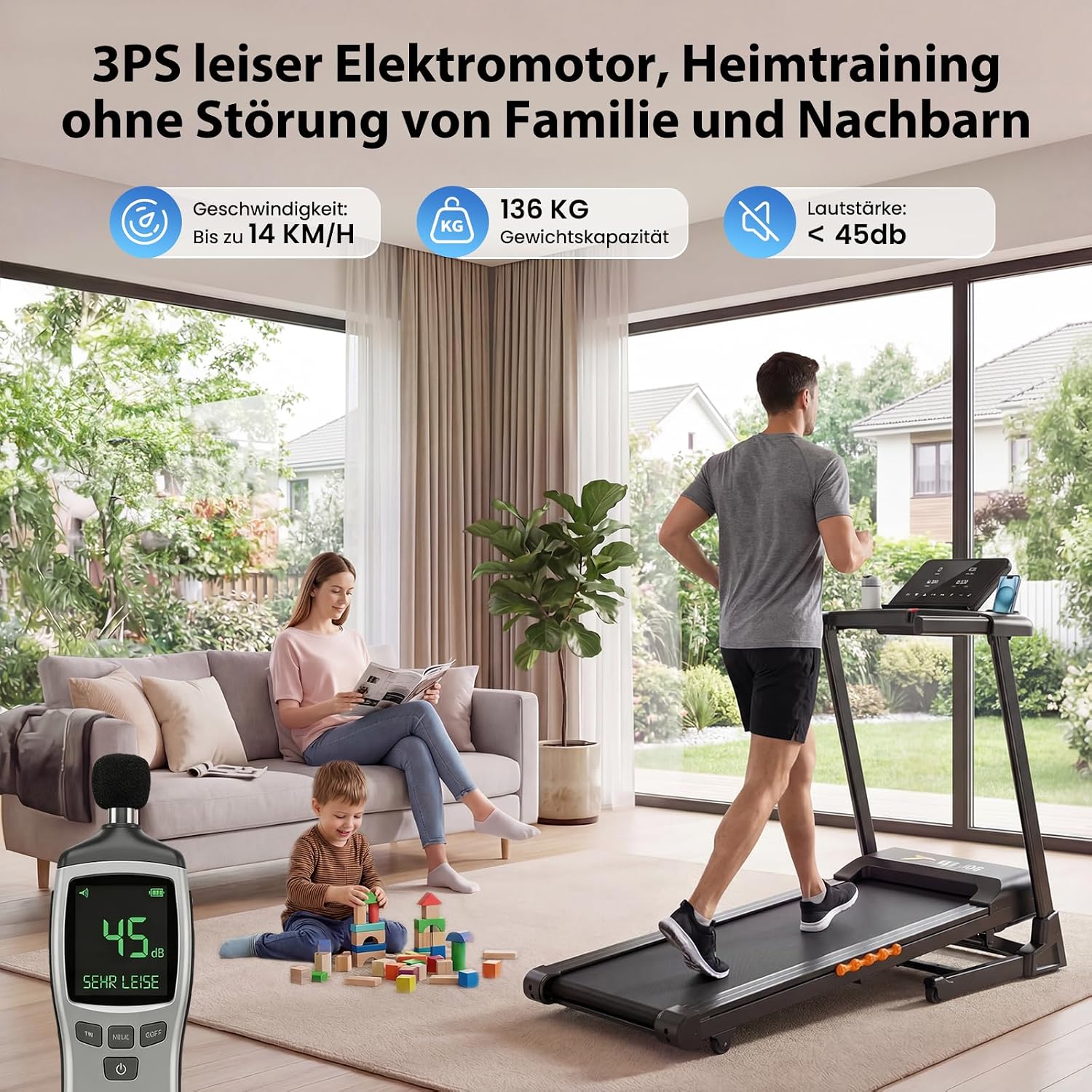 JAGJOG Laufband klappbar mit 15% Auto-Steigung – Bild 3