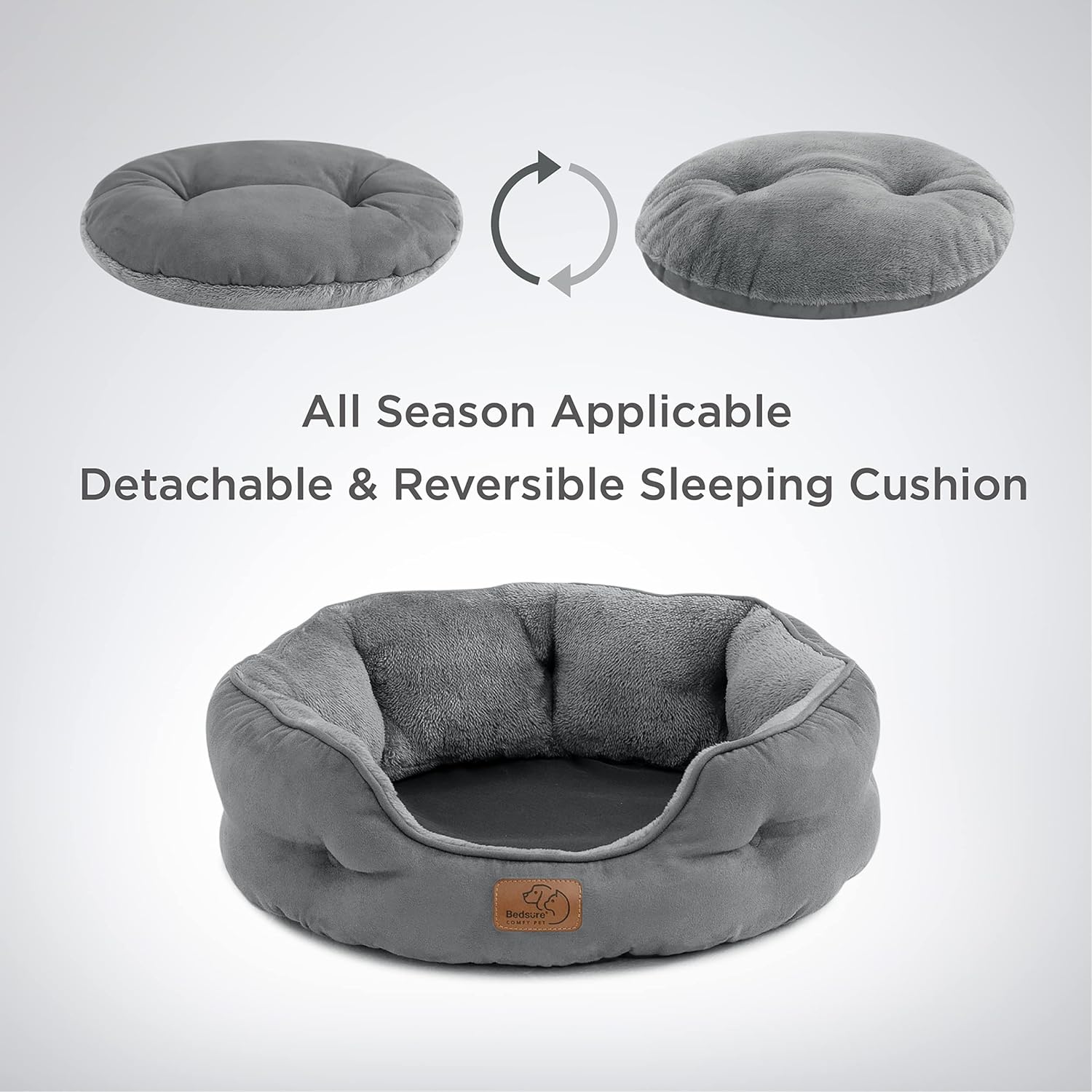 BEDSURE Katzenbett waschbar Rund Katzen Bettchen, 51x48x15cm – Bild 4