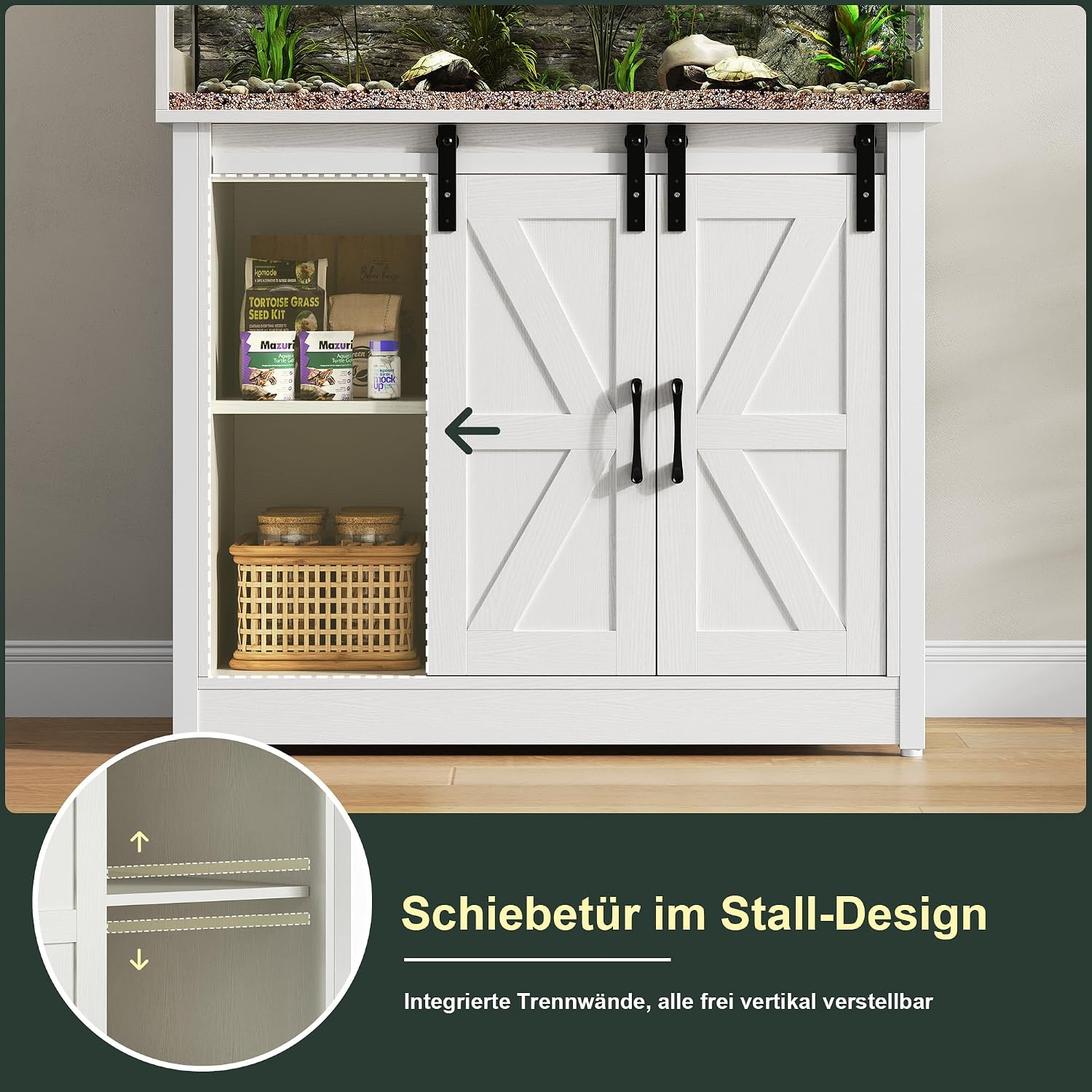 Herture Reptilien Terrarium mit Unterschrank for 90 x 46 x 41 cm Terrarium – Bild 3