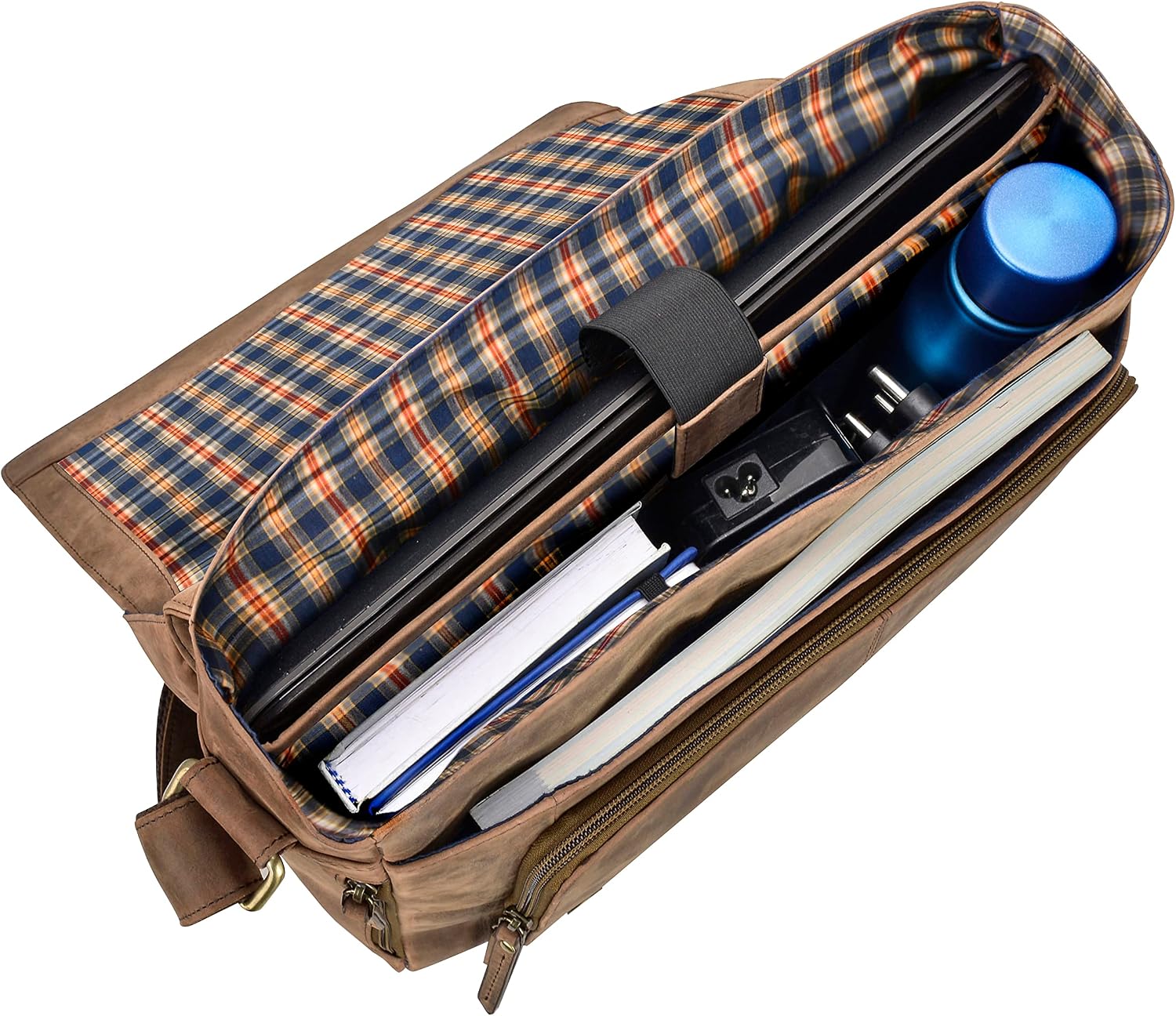 Marc Peter® Bergen leder Umhängetasche für Herren und Damen | 15.6 Zoll Laptoptasche | Aktentasche aus echtem Büffelleder – Bild 3