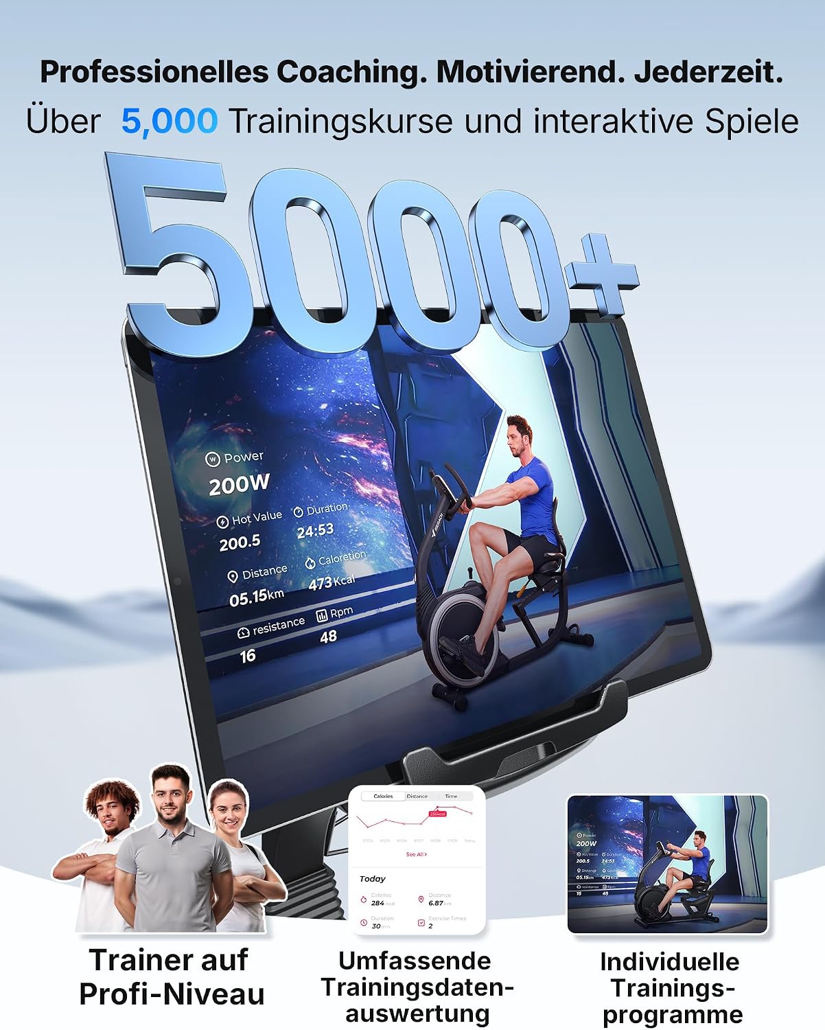 MERACH Liegeergometer für Zuhause mit 8 verstellbaren Widerstandsstufen, leichte kommerzielle Heimtrainer Fahrrad mit Smart Bluetooth, exklusiver App-Konnektivität, LCD-Display, Herzfrequenzsensoren – Bild 6
