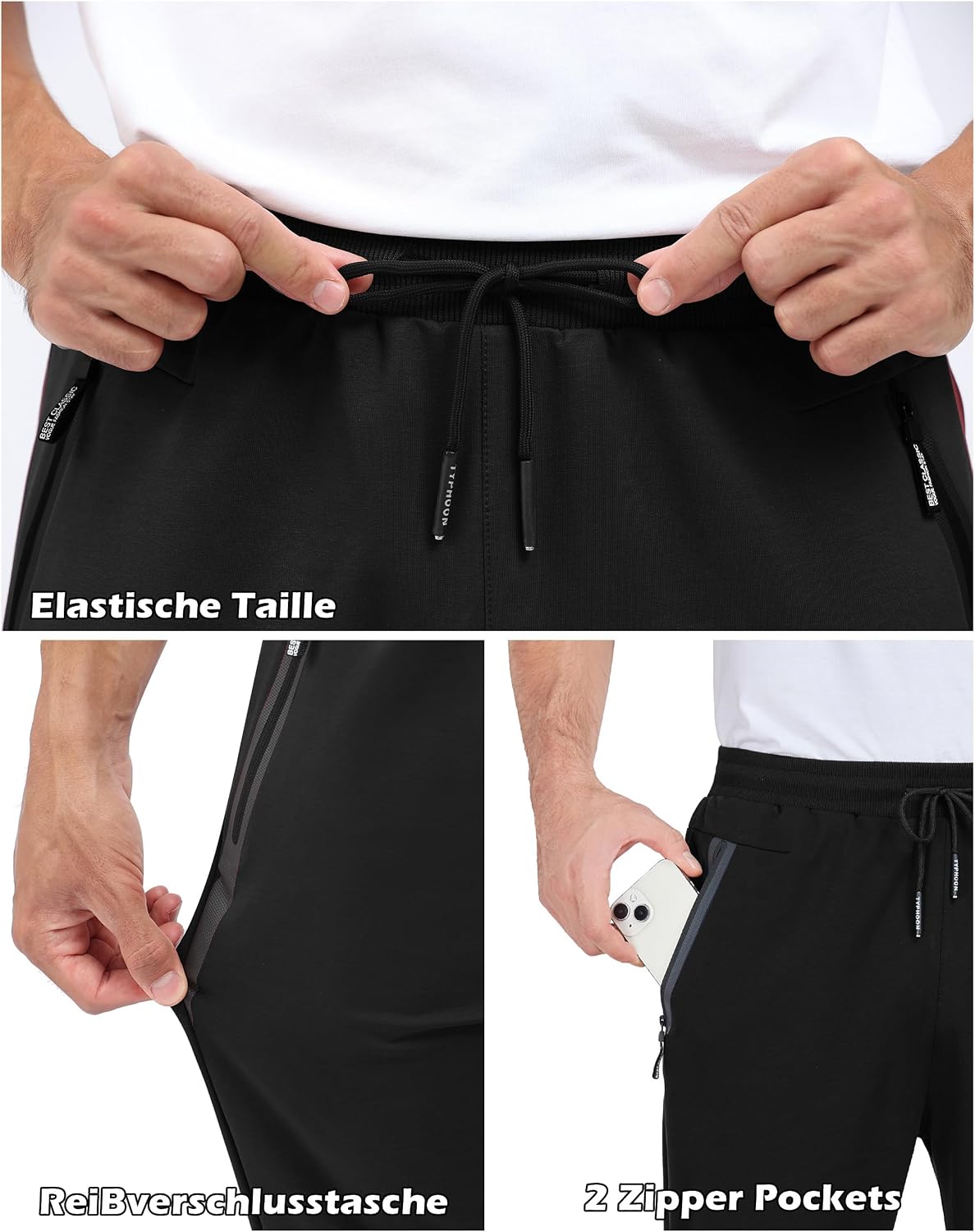 Jogginghose Herren 2er Pack Sweatpants Sporthose Trainingshose Lang Gym Fitnesshose Für Männer Mit Reißverschlusstaschen – Bild 4