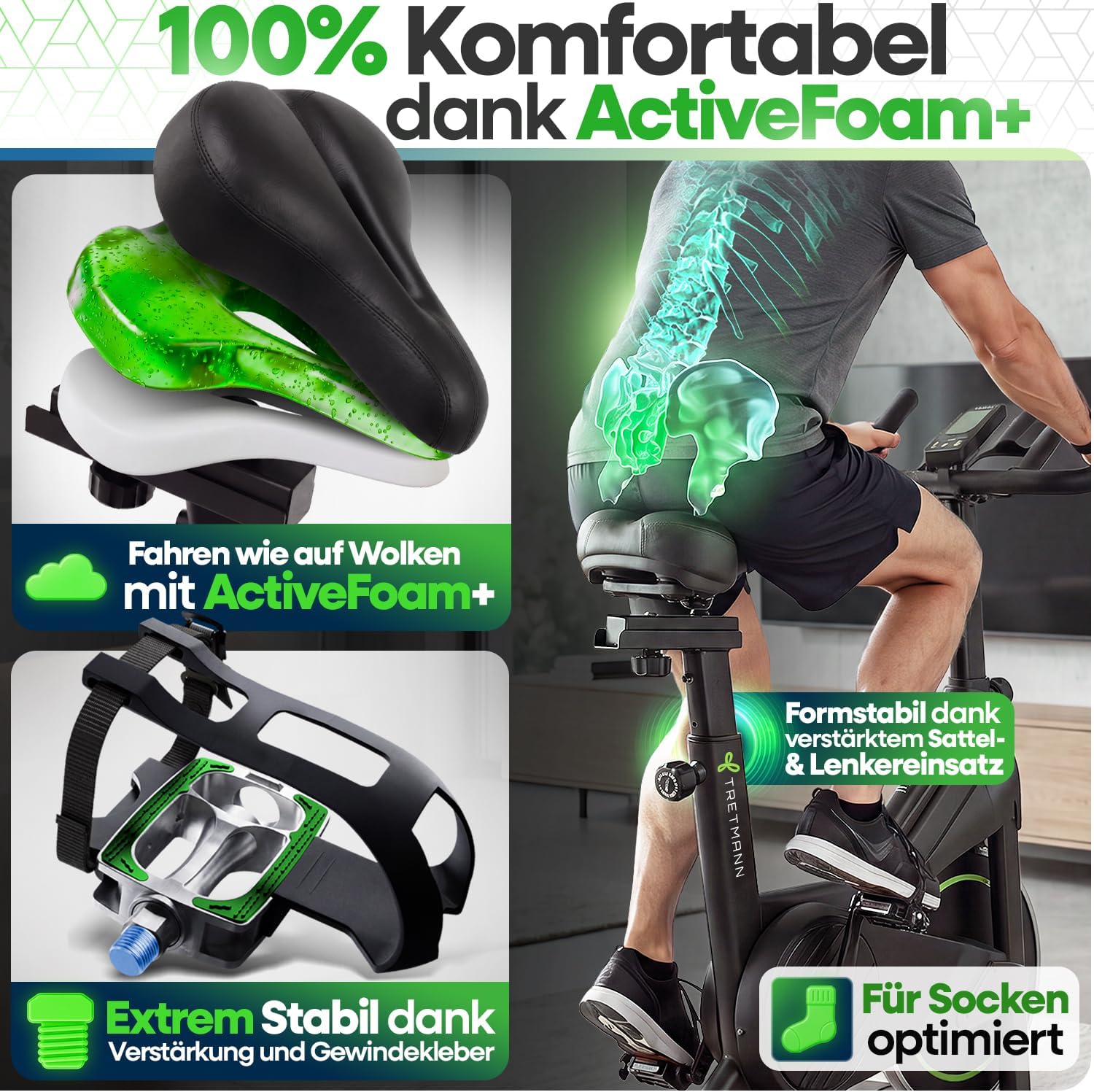 NEU Tretmann Heimtrainer Fahrrad 200 kg belastbar + APP - extra bequem – Bild 3
