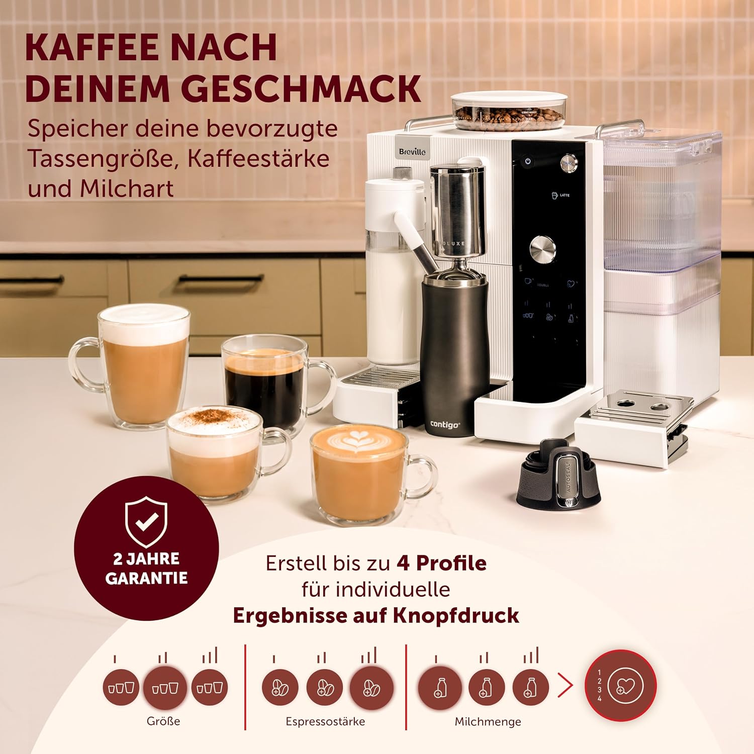 Breville Prima Latte AutoLuxe Espressomaschine, Weiß – Bild 3