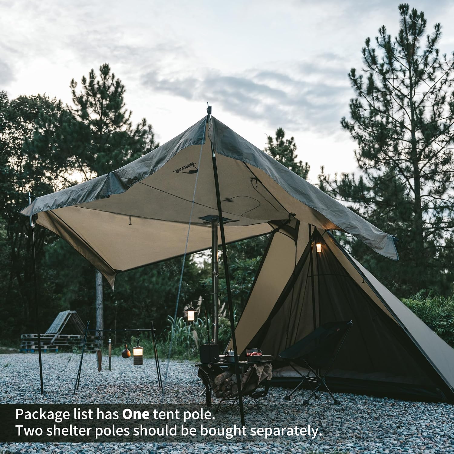 Naturehike Tipi Zelt Firstzelte 3-4 Personen Indianerzelt Wasserdicht Winddicht Einfacher Aufbau Pyramidenzelt für Outdoor Camping Familien – Bild 3