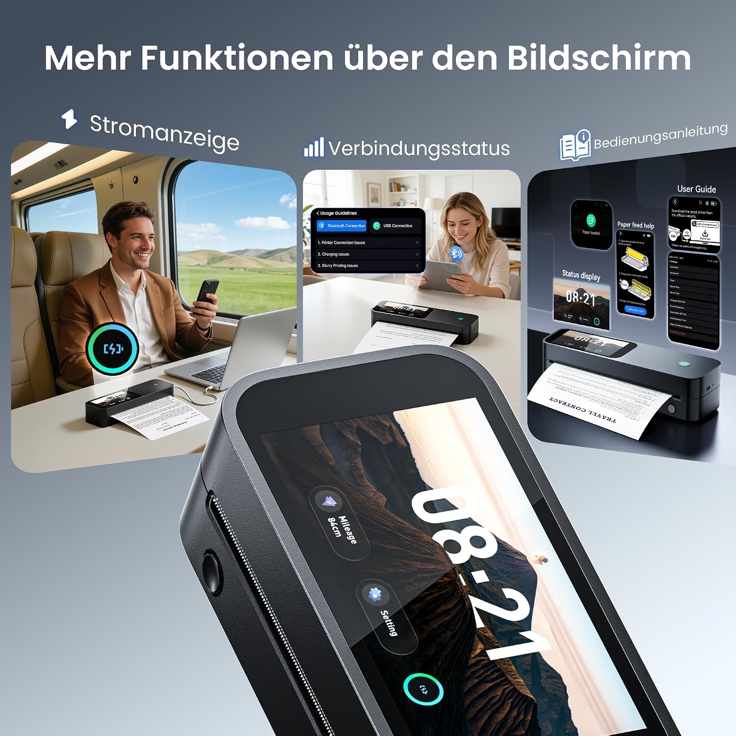 Phomemo M85 Thermodrucker A4 Kit, 5'' Touchscreen 3500mAh Tragbarer Schnell – Bild 8