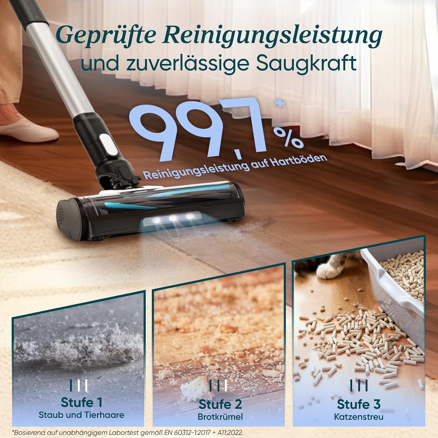 Levoit Akku Staubsauger LVAC 200, bis 75 m², Anti Tangle, Schwarz – Bild 3