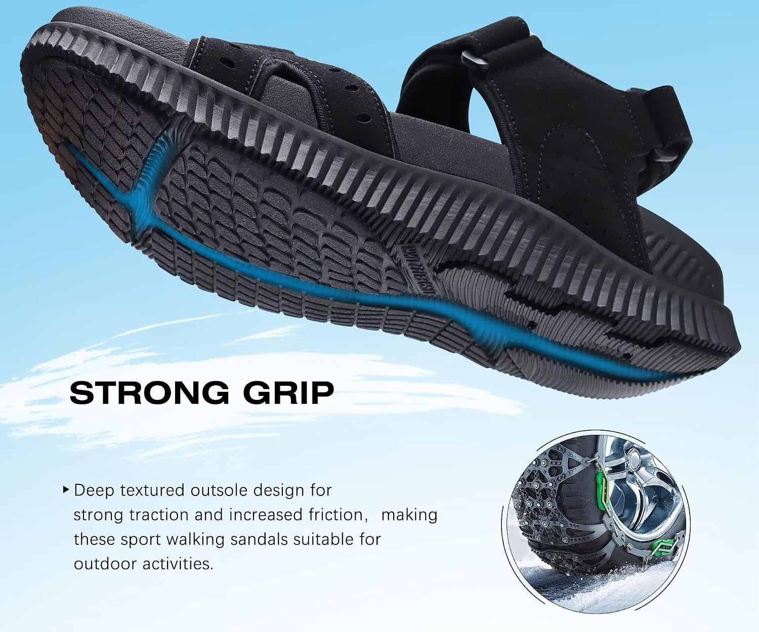 KuaiLu Herren Wandersandalen mit Orthopädische Arch Support Fußbett – Bild 4