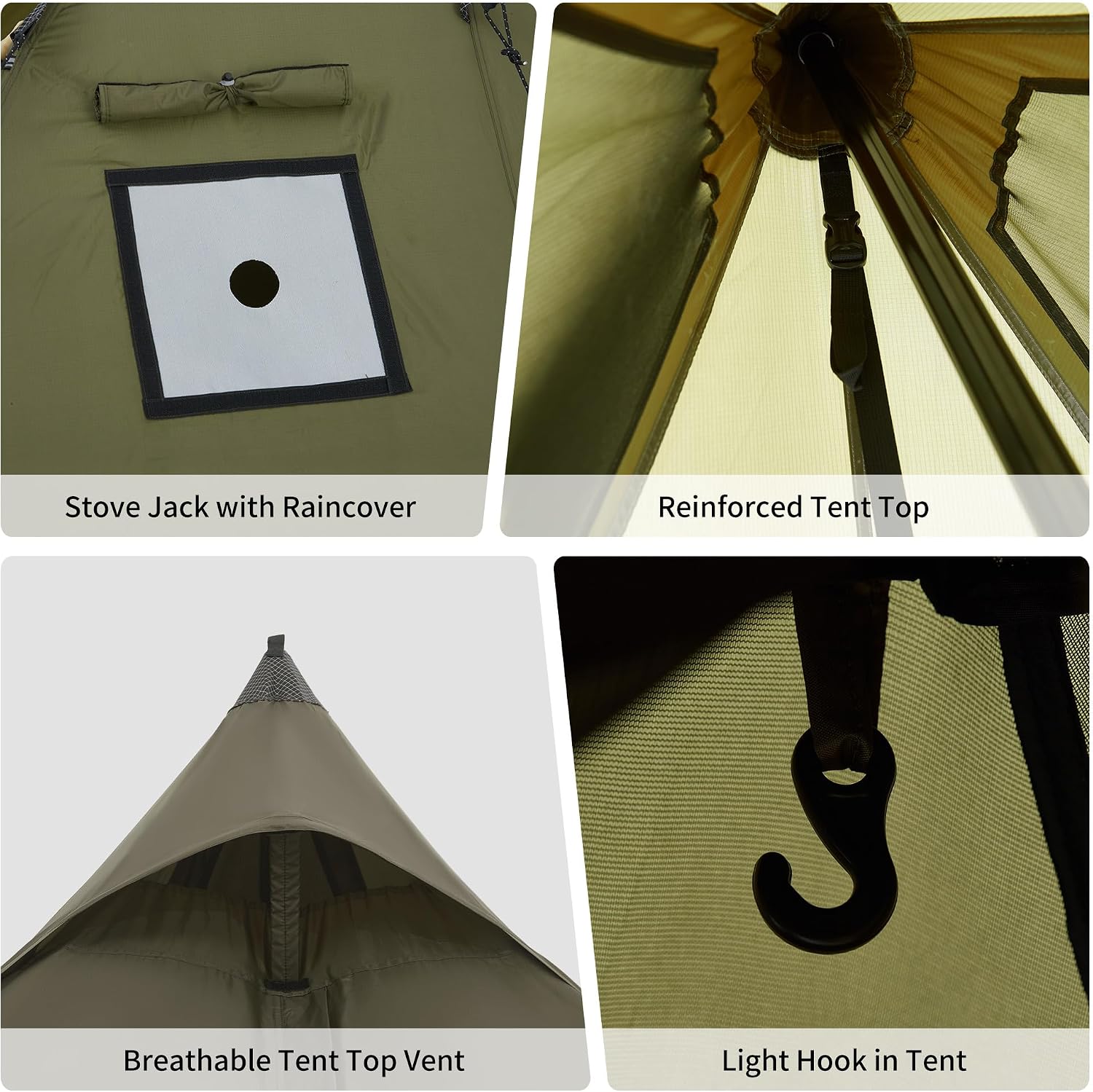 Naturehike Tipi Zelt Firstzelte 3-4 Personen Indianerzelt Wasserdicht Winddicht Einfacher Aufbau Pyramidenzelt für Outdoor Camping Familien – Bild 6