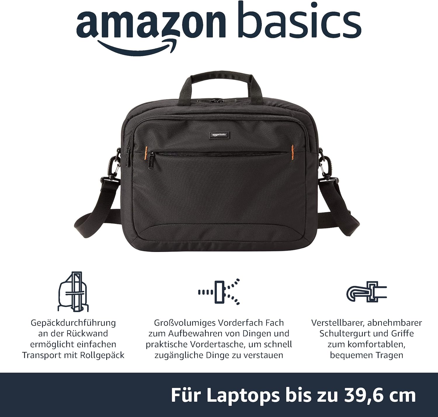 Amazon Basics Laptoptasche für Laptops bis 39,6cm, Schwarz – Bild 3