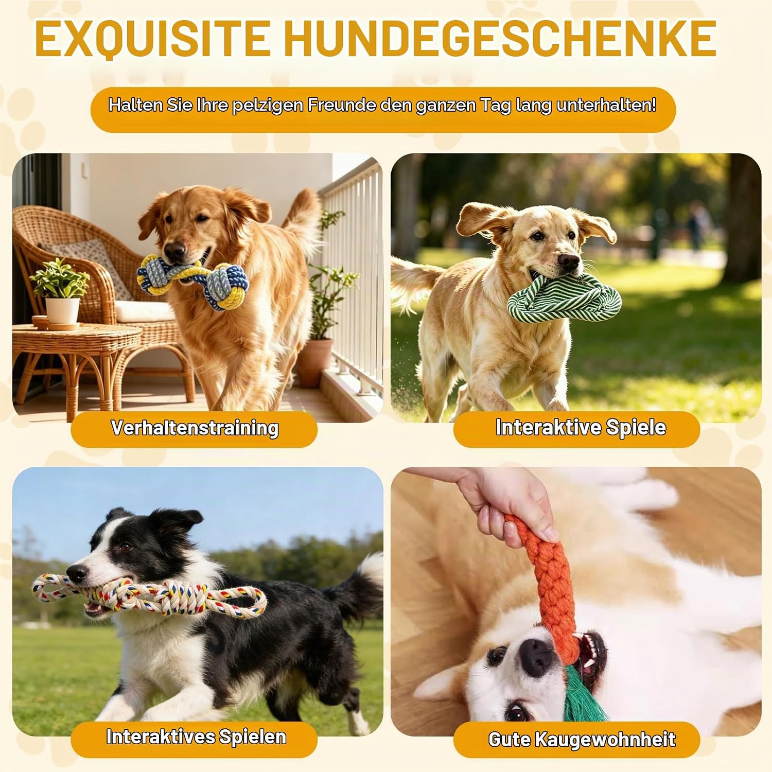 12 Stück Hundespielzeug Set,Welpenspielzeug,Langlebiges Hundespielzeug, Welpe Für Kleine Mittelgroßen Hund Interaktives Spielset Unzerstoerbar BaumwollknotenTau Tier. – Bild 6