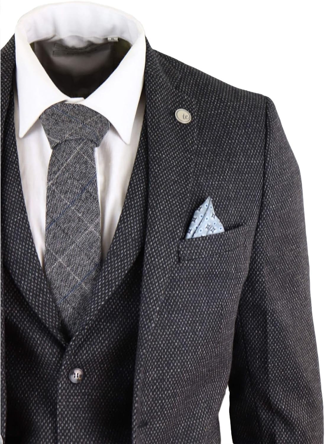 Herrenanzug 3 Teilig Schwarz Tweed Design Blinders Klassisch – Bild 6