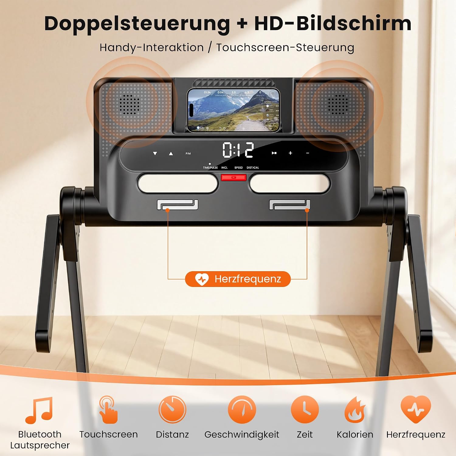 JAGJOG Laufband für Zuhause mit 15% Auto-Steigung, 1-14 km/h – Bild 3