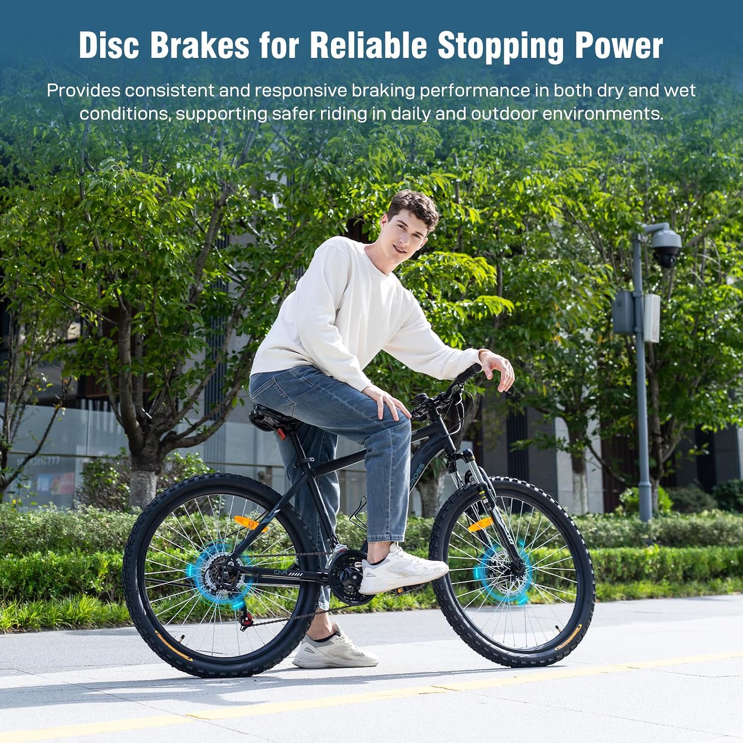 EVERCROSS Mountainbike für Erwachsene Damen und Herren, 26/27,5"/700C Gravelbike,16/21Gang Schaltsystem, Aluminiumrahmen, All-Terrain Fahrrad mit Scheibenbremsen, 150 kg Tragkraft – Bild 5