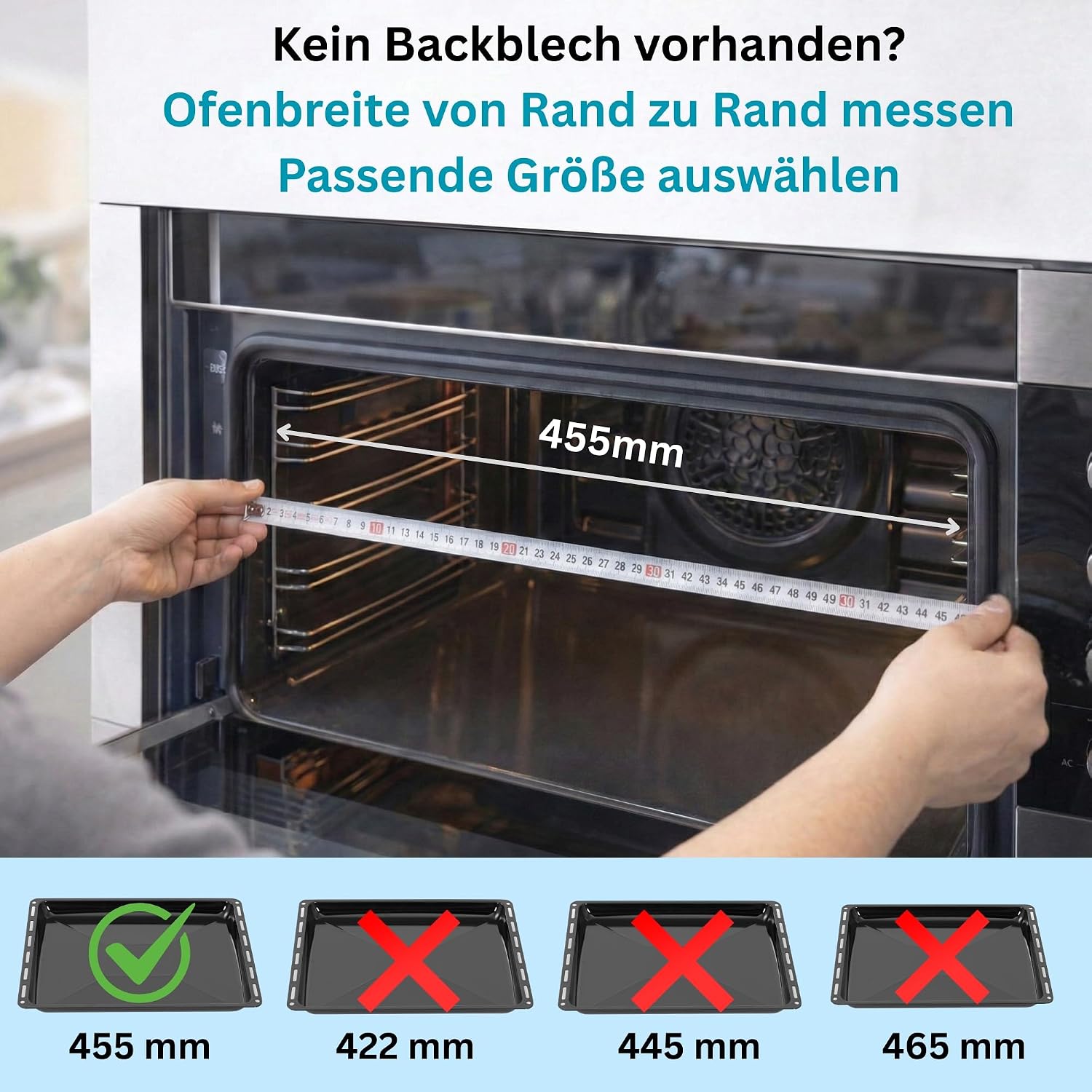ICQN Backblech Set 455 × 375 × 30 mm, Kompatibel mit Bosch, Siemens, Constructa & Neff, Emaillierte Backbleche für Backofen & Herd – Bild 4