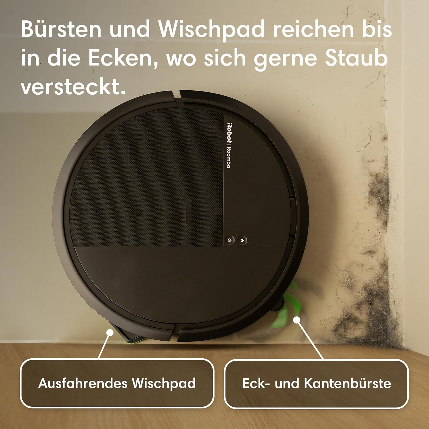 iRobot Roomba® 115 Combo Saug- und Wischroboter, 15k Pa Saugleistung, Bürsten und Wischpad reichen, Navigation mit Clearview™ LiDAR, Schwarz – Bild 3