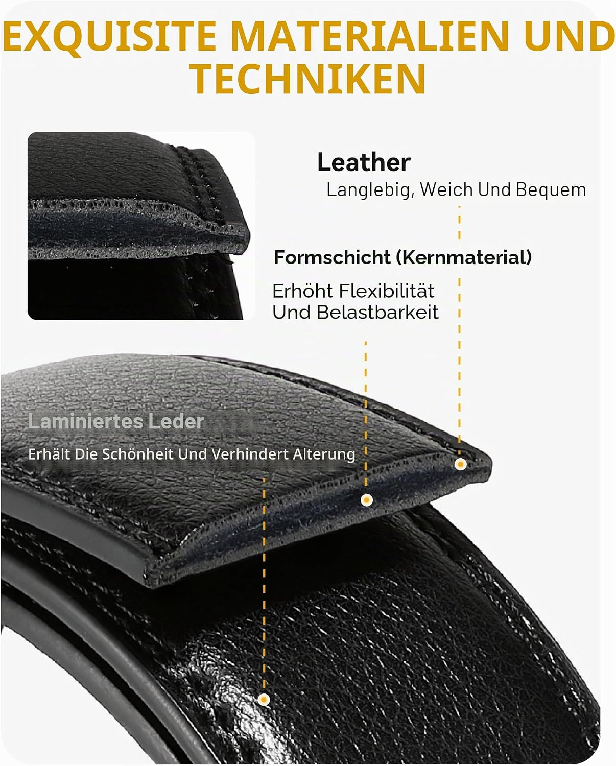CHAOREN Ledergürtel Herren, Anzug Gürtel Herren 35mm für Business und Jeans – Bild 5