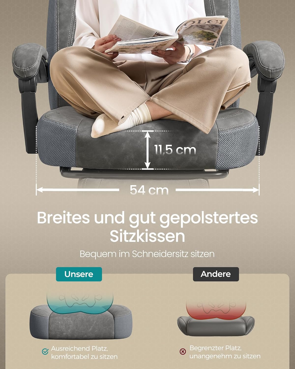 SONGMICS Gaming-Stuhl, Bürostuhl, mit Fußstütze, Tragkraft 150 kg – Bild 5