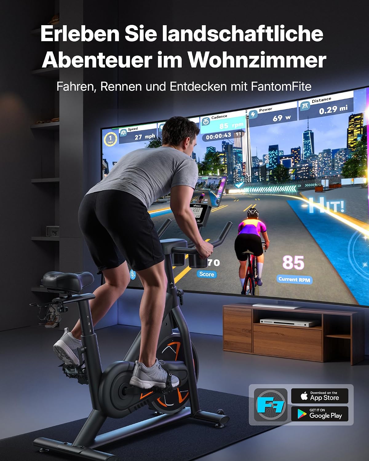 MERACH PRO Heimtrainer Fahrrad mit 8KG High-Inertia Schwungrad für Optimierte Laufruhe, Leises Magnetbremssystem, Verstärkter H-Rahmen, Stoßdämpfender Luftkissensattel, Eigene App, Bis 150KG – Bild 8
