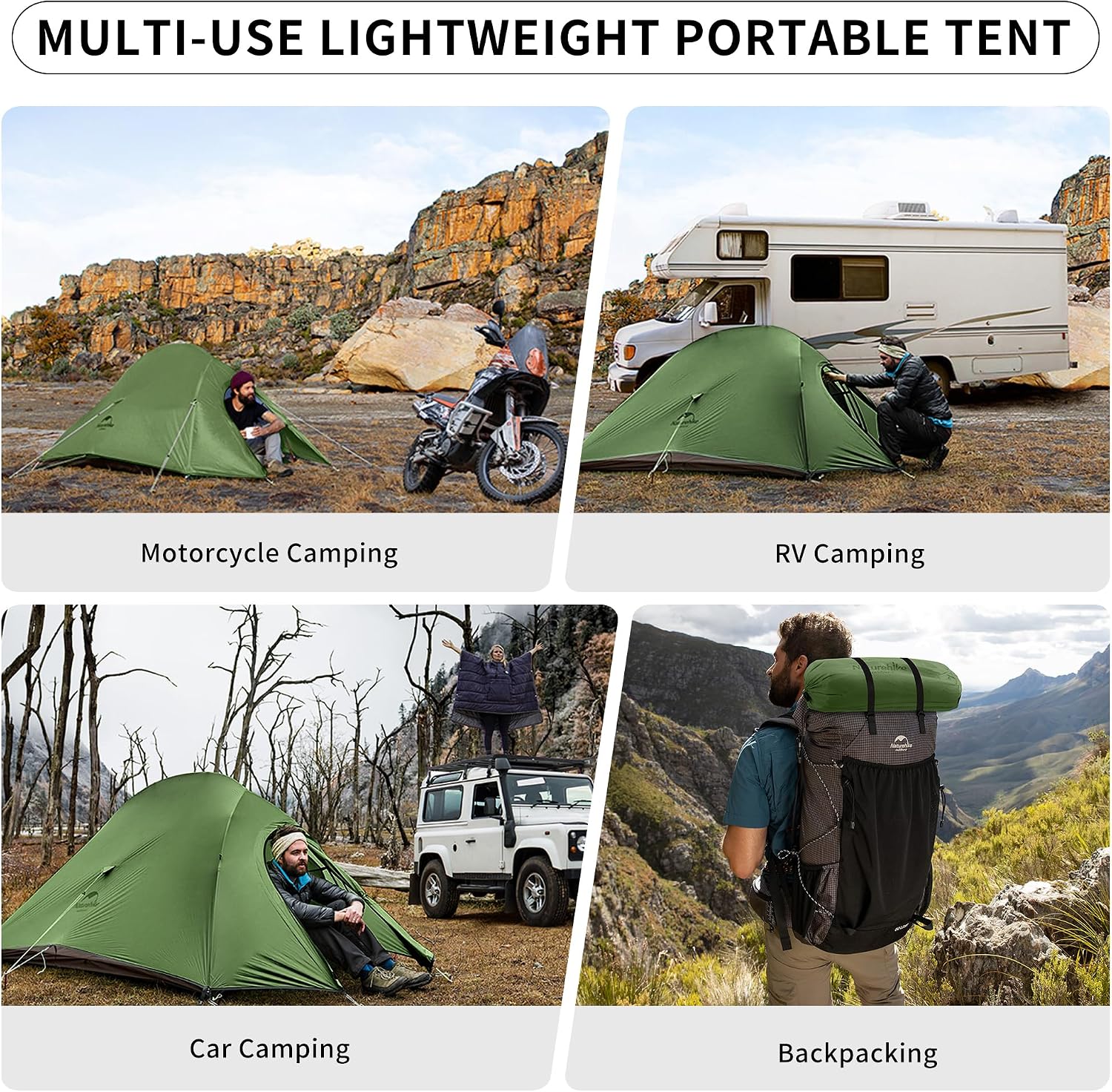 Naturehike Cloud up 2 Campingzelt Ultraleichtes Zelt 2 Personen 3-4 Saison Wasserdichtes Zelt für Rucksack Wandern – Bild 5