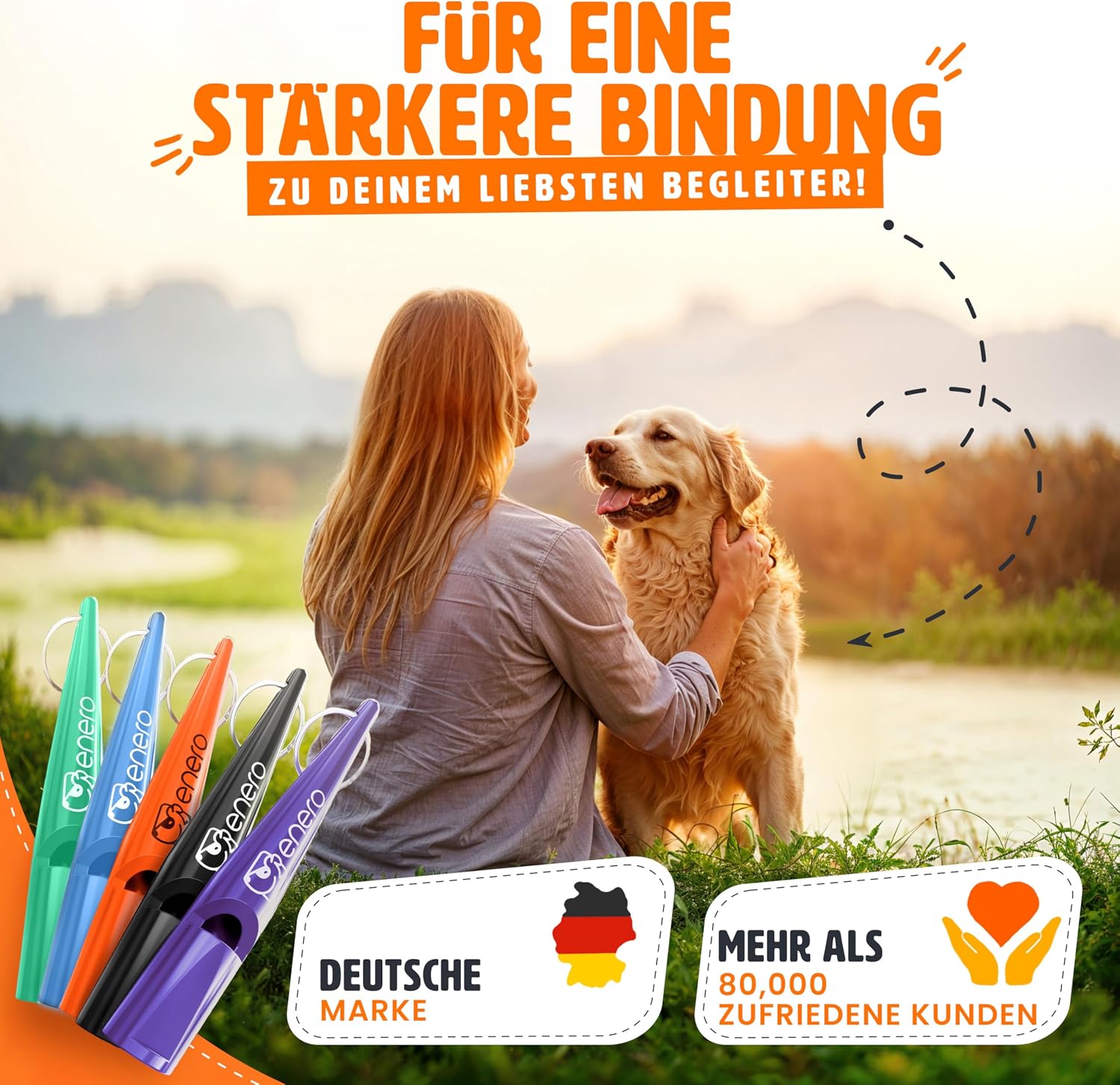 ENERO® Hundepfeife mit praktischem Umhängeband - Perfektes Hundezubehör mit genormter Frequenz - Ideal für Hundetraining - hörbar & weitreichend (Türkis) – Bild 6