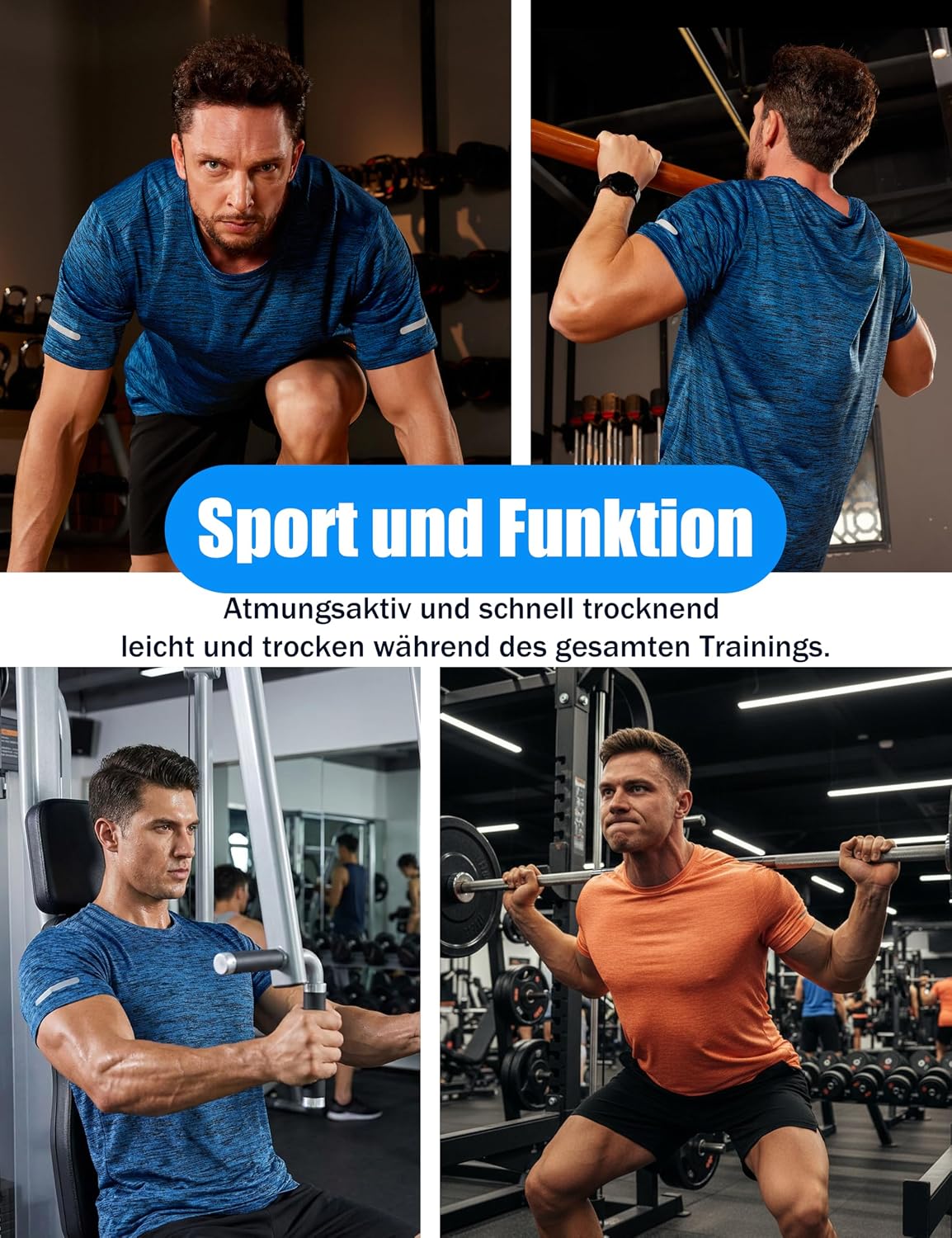 MAGCOMSEN Herren Sportshirts Kurzarm Laufshirt Schnelltrocknend Sommer T-Shirts Meliert Leicht Trainingsshirts Atmungsaktiv Funktionsshirts für Fitness Wandern Yoga – Bild 6