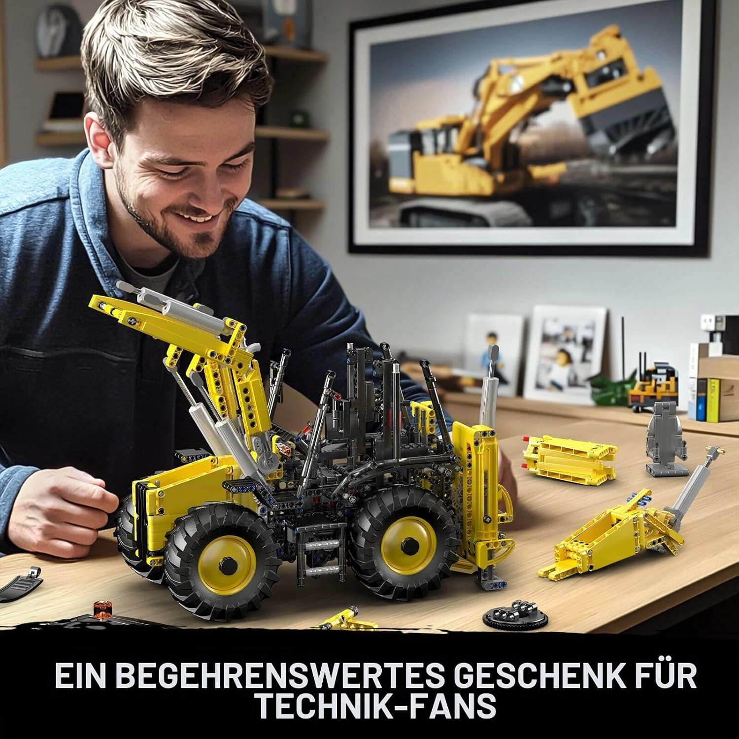 Mould King 17036 Technik Baggerlader Bausteine, APP Ferngesteuert Bagger Bausatz mit Motor Baustellenfahrzeug Modell, Klemmbausteine Geschenk für Erwachsene (2239 Teile) – Bild 6