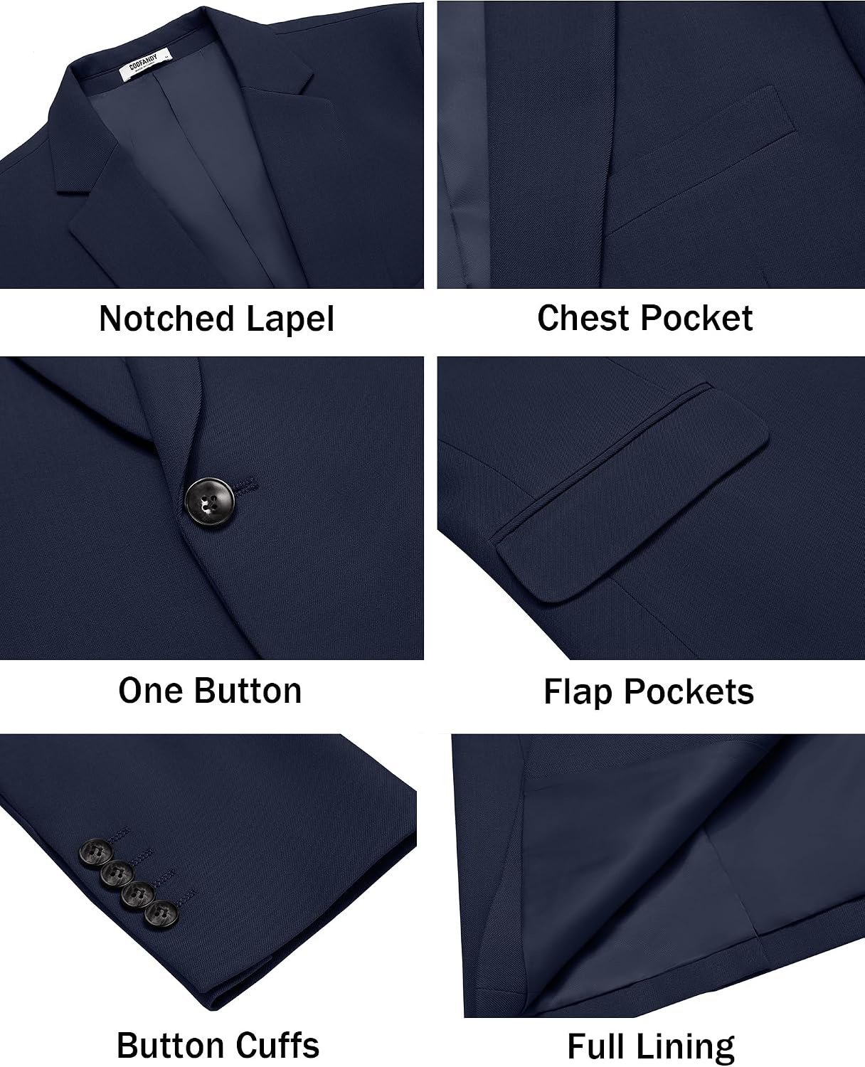 COOFANDY Sakko Herren Sportlich Freizeit Blazer Jackett 1 Knopf Sportsakko – Bild 5