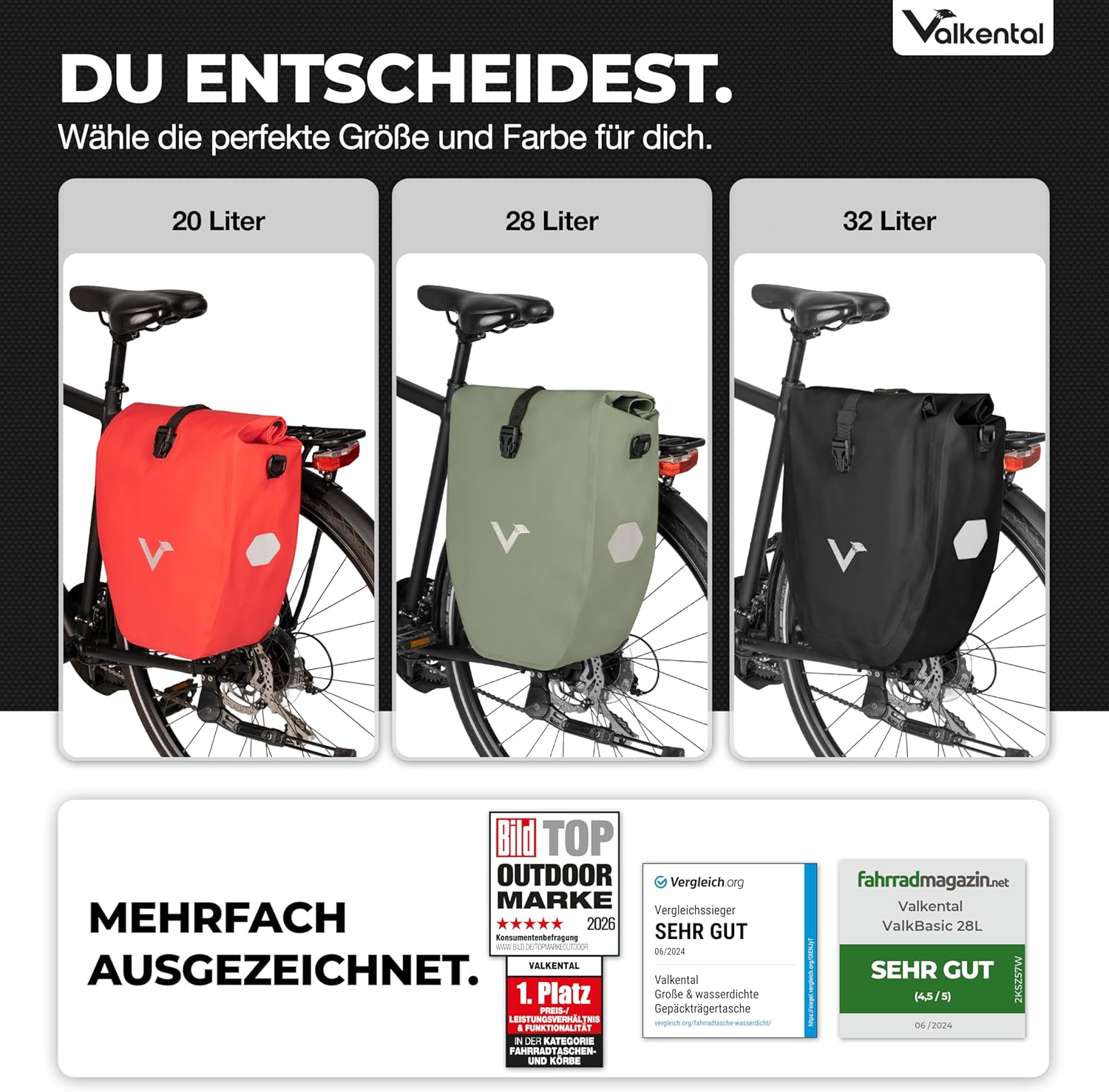 Valkental Gepäckträgertasche, Wasserdicht & Abschließbar – Bild 6