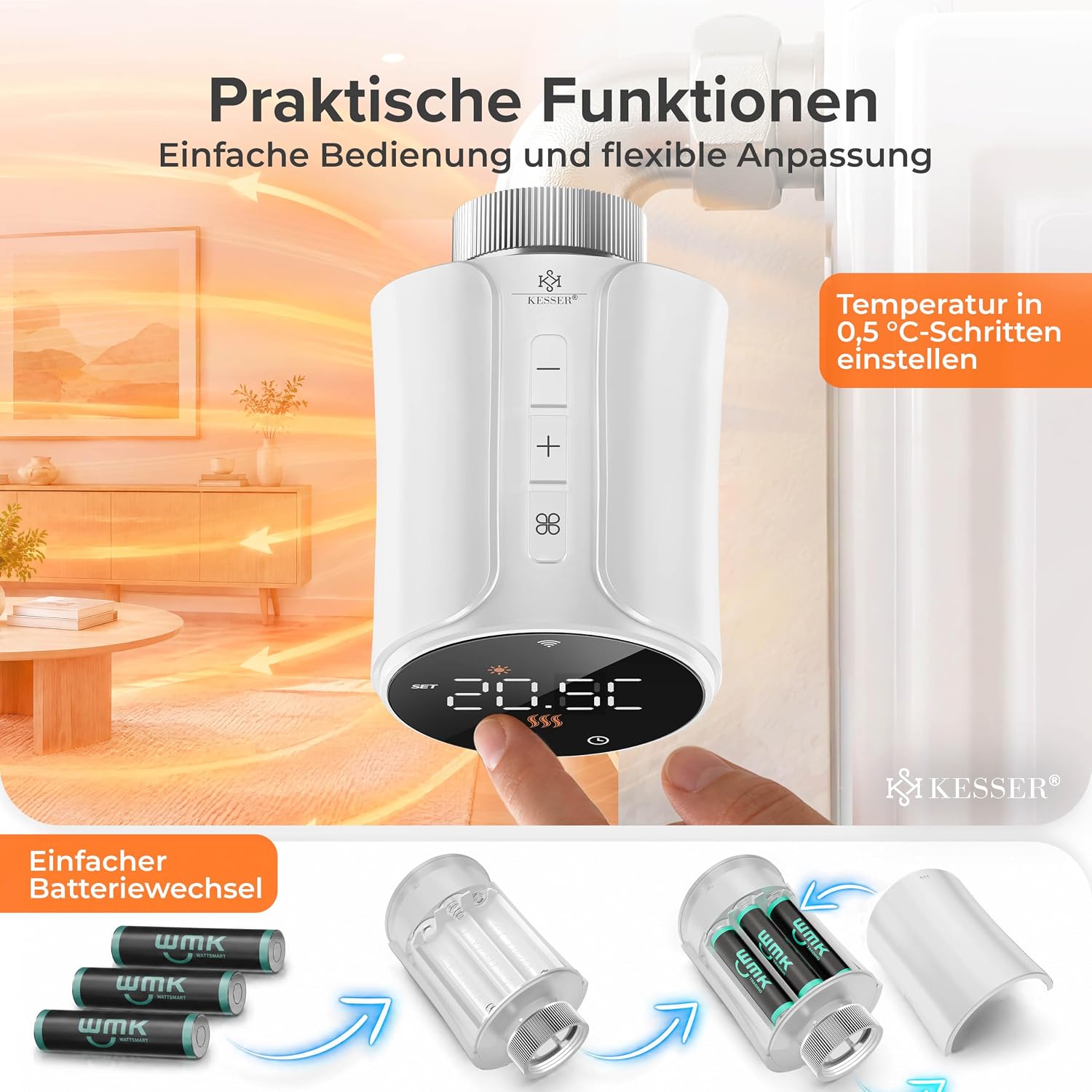 KESSER® Heizkörperthermostat 3er Set WiFi Heizungsregler | Heizungsthermostat WLAN mit Smart Home App Steuerung | Thermostat Alexa, Google Assistant mit 6 Heizkörperventilen | Energie & Kosten sparen – Bild 7