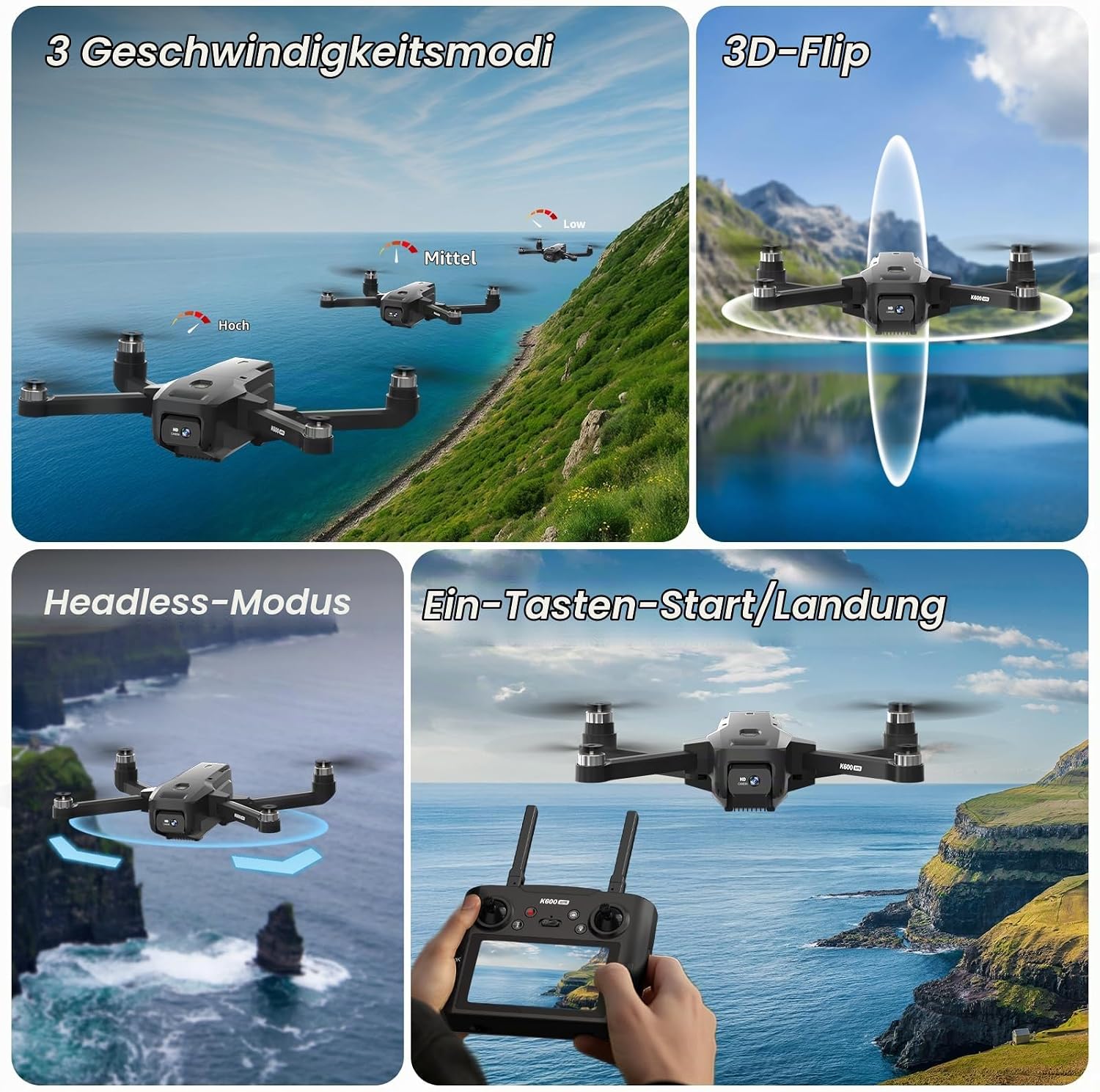 GPS Drohne mit 4.5" HD Bildschirm EIS Kamera, Follow Me Modulare Batterie – Bild 8