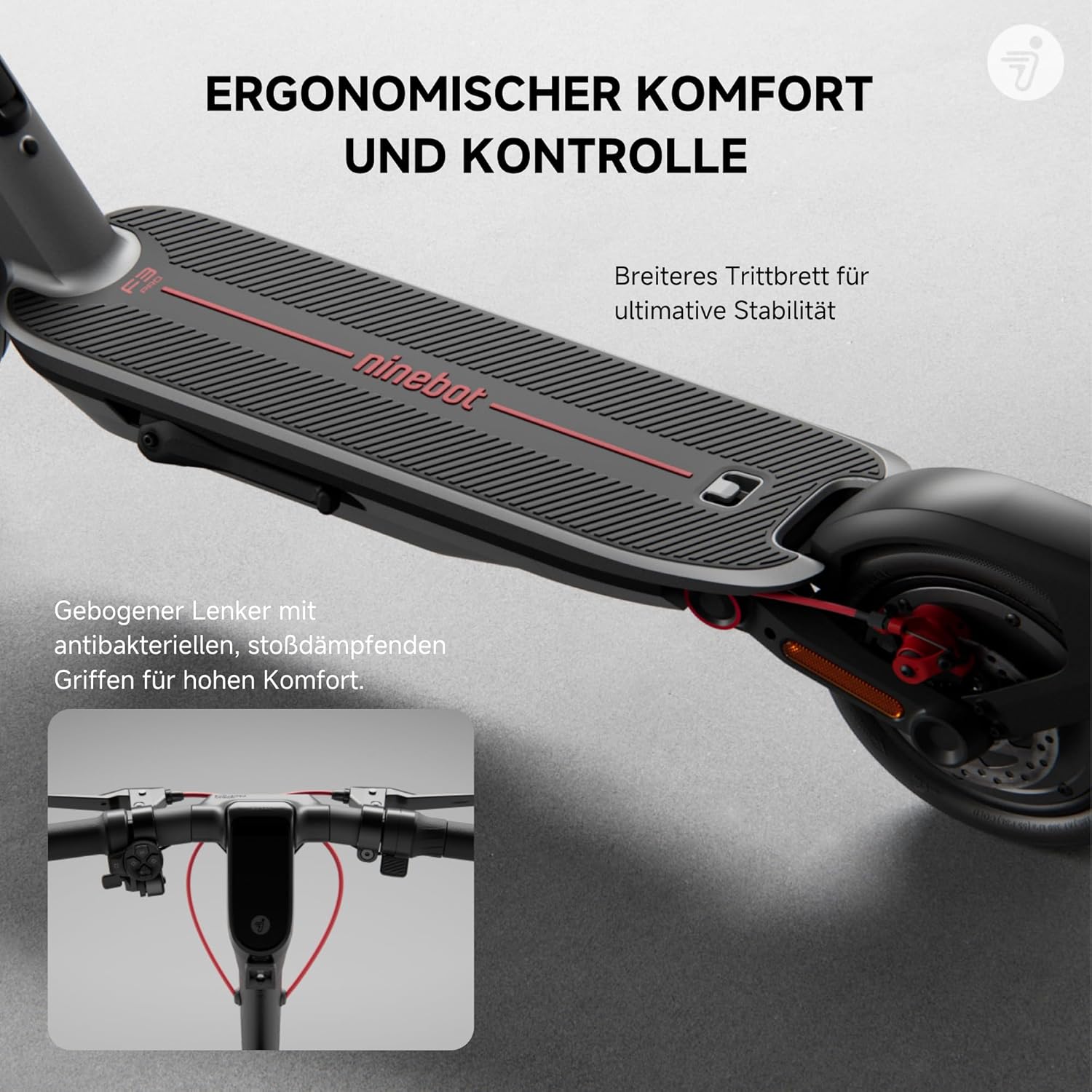 Segway-Ninebot F3 D, E-Scooter mit Straßenzulassung für Erwachsene, 70km Reichweite im Eco-Modus, 120kg Tragfähigkeit, doppelte hydraulische Federung, Smart Display, Schwarz – Bild 7