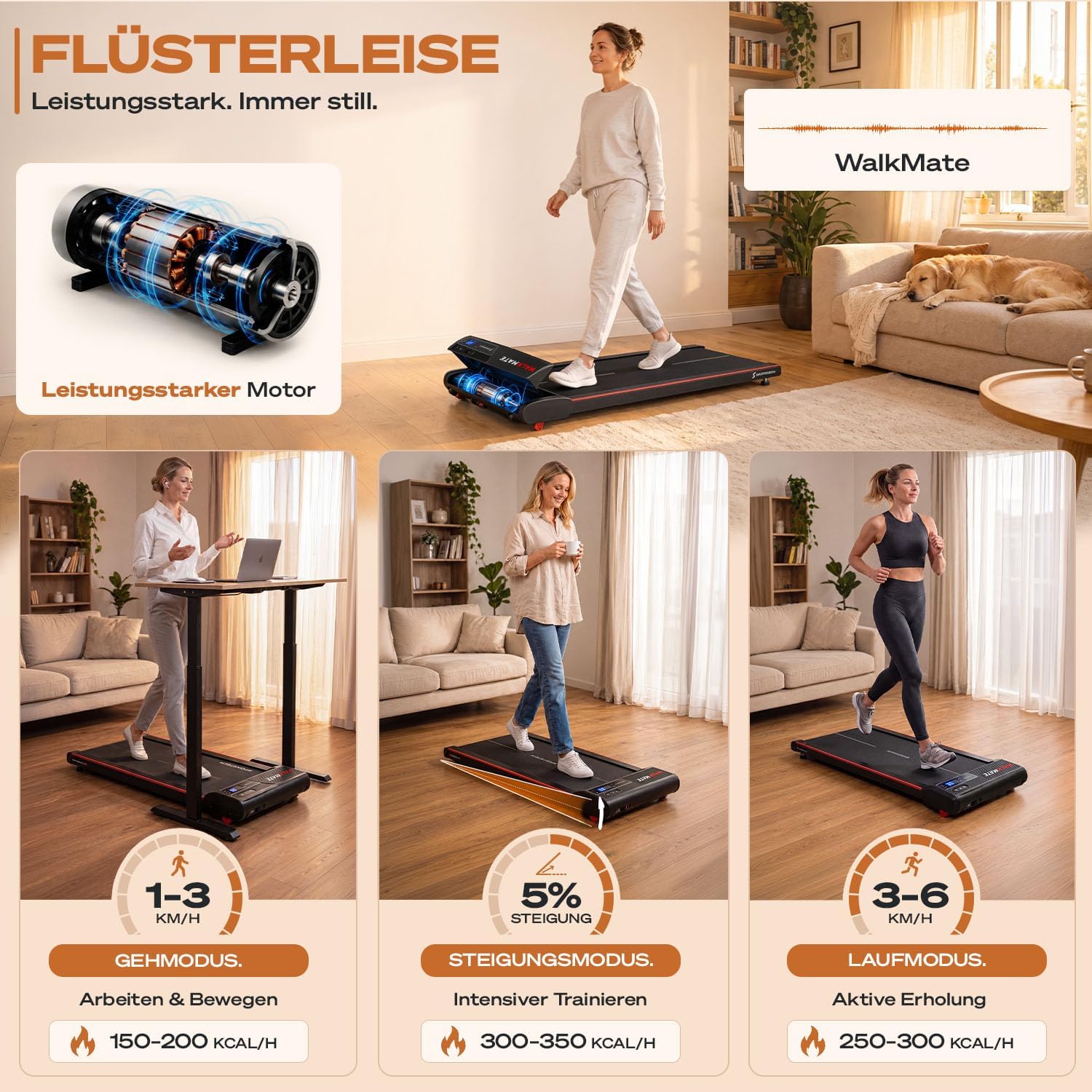 Sportstech Walking Pad klein mit Steigung, Laufband für Zuhause bis 150 kg – Bild 3