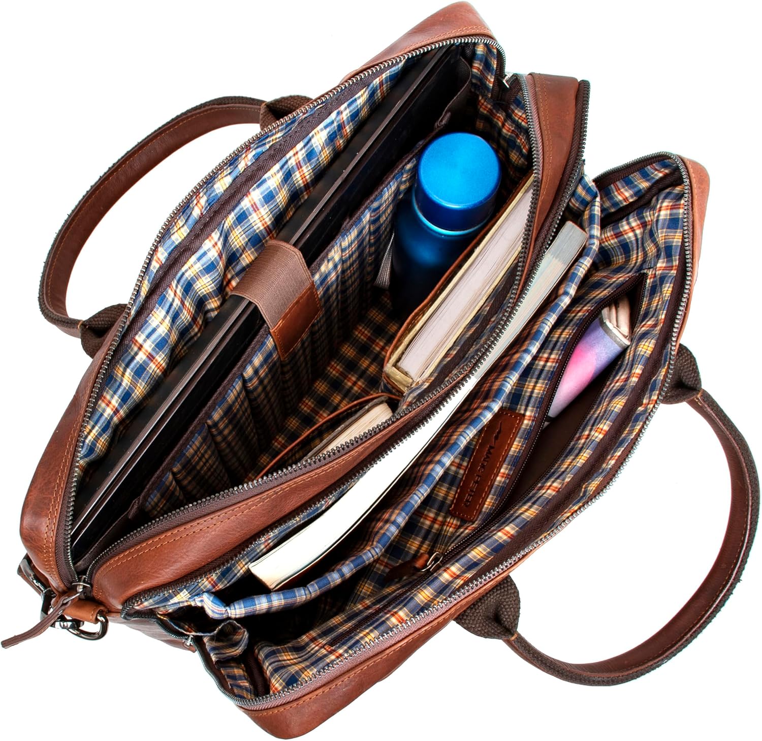Marc Peter® Hamilton Businesstasche Herren Leder 15,6 Zoll | Leder Laptoptasche | Groß Aktentasche Umhängetasche aus Vintage Rindsleder – Bild 4